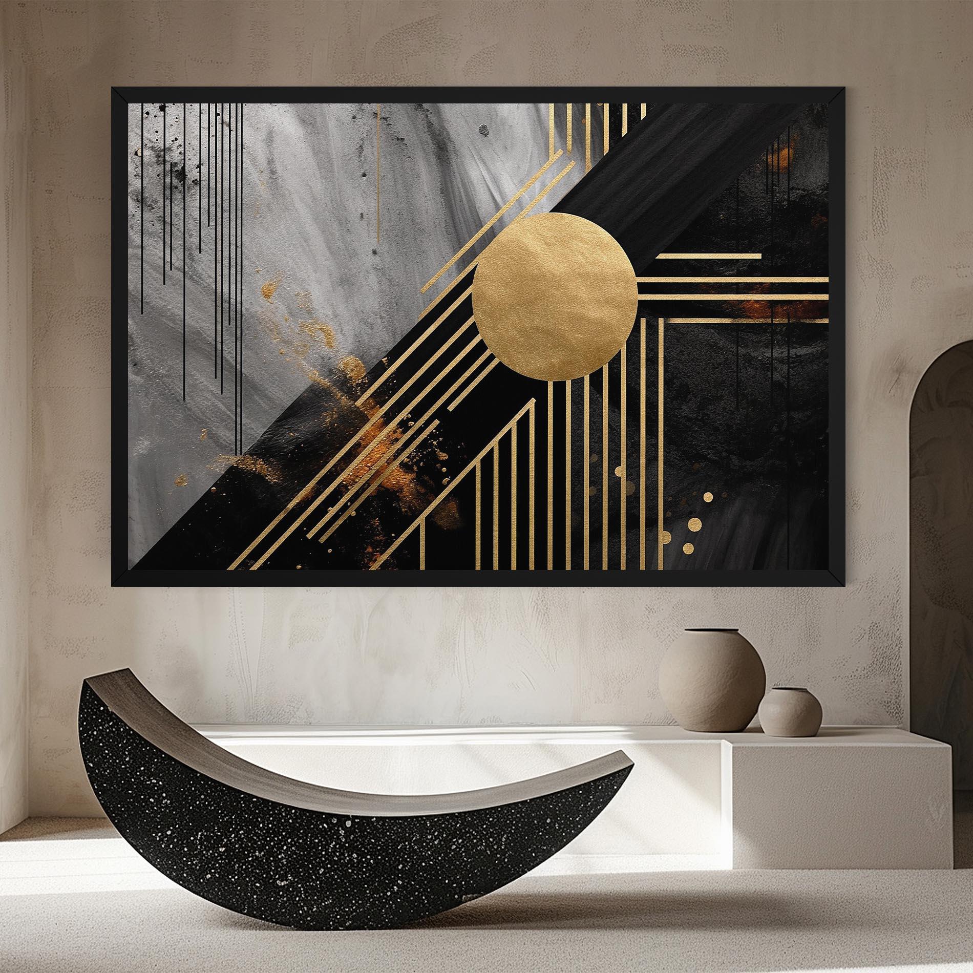 Tablou Canvas Gold Circle With Lines mockup 8