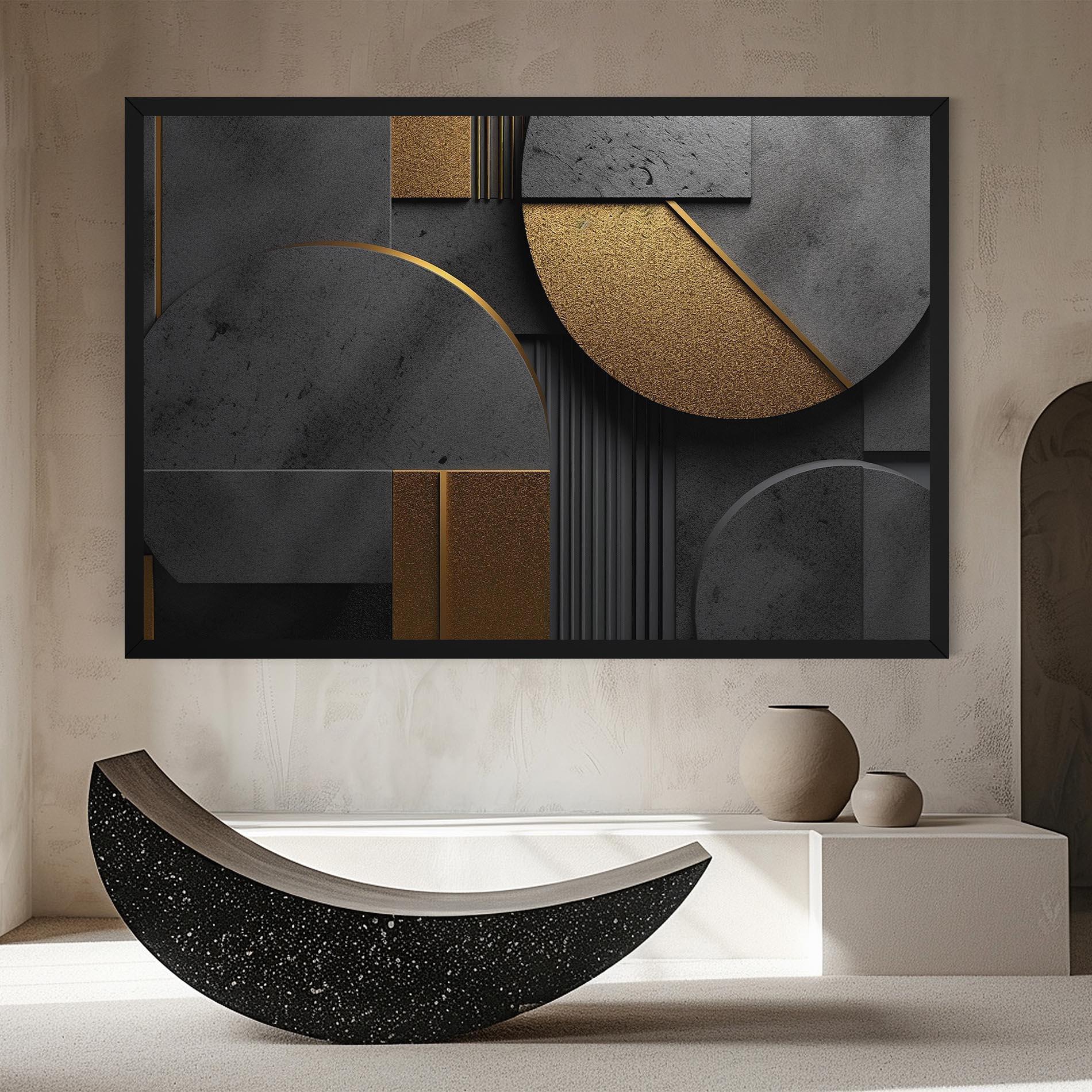 Tablou Canvas Gold With Grey Circle mockup 8