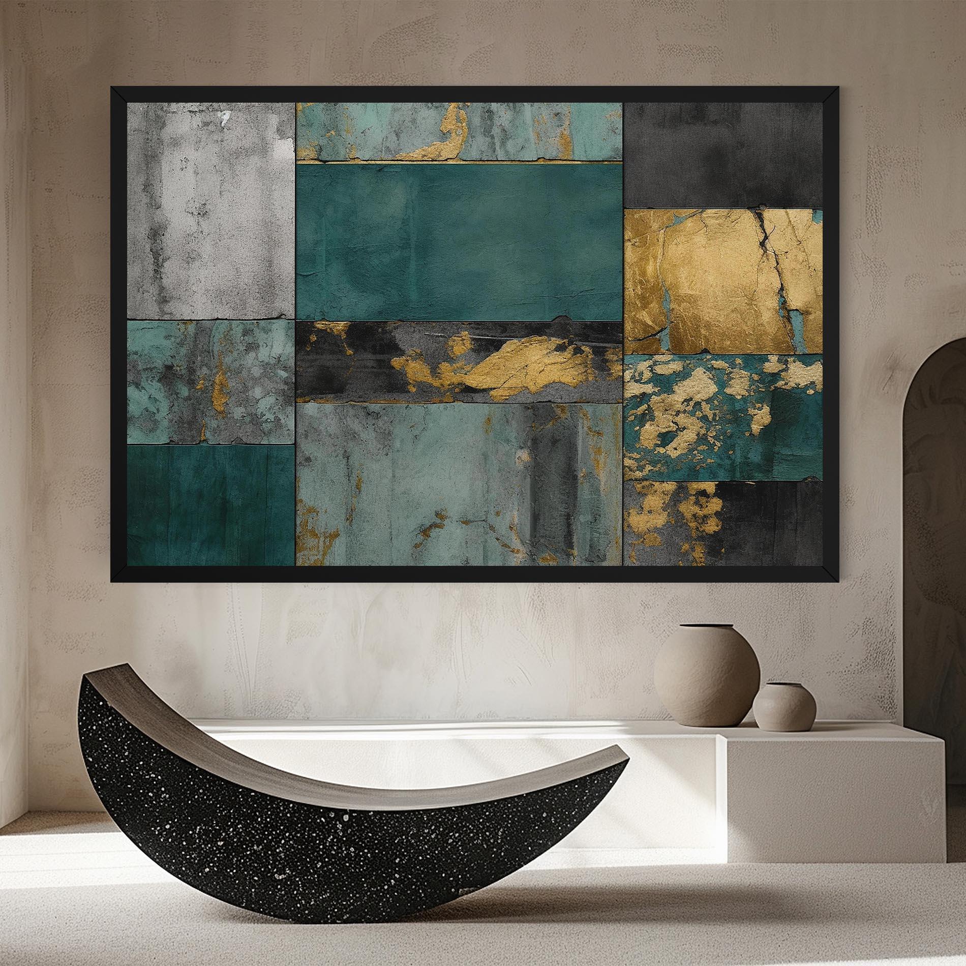 Tablou Canvas Golden Green Painting mockup 8