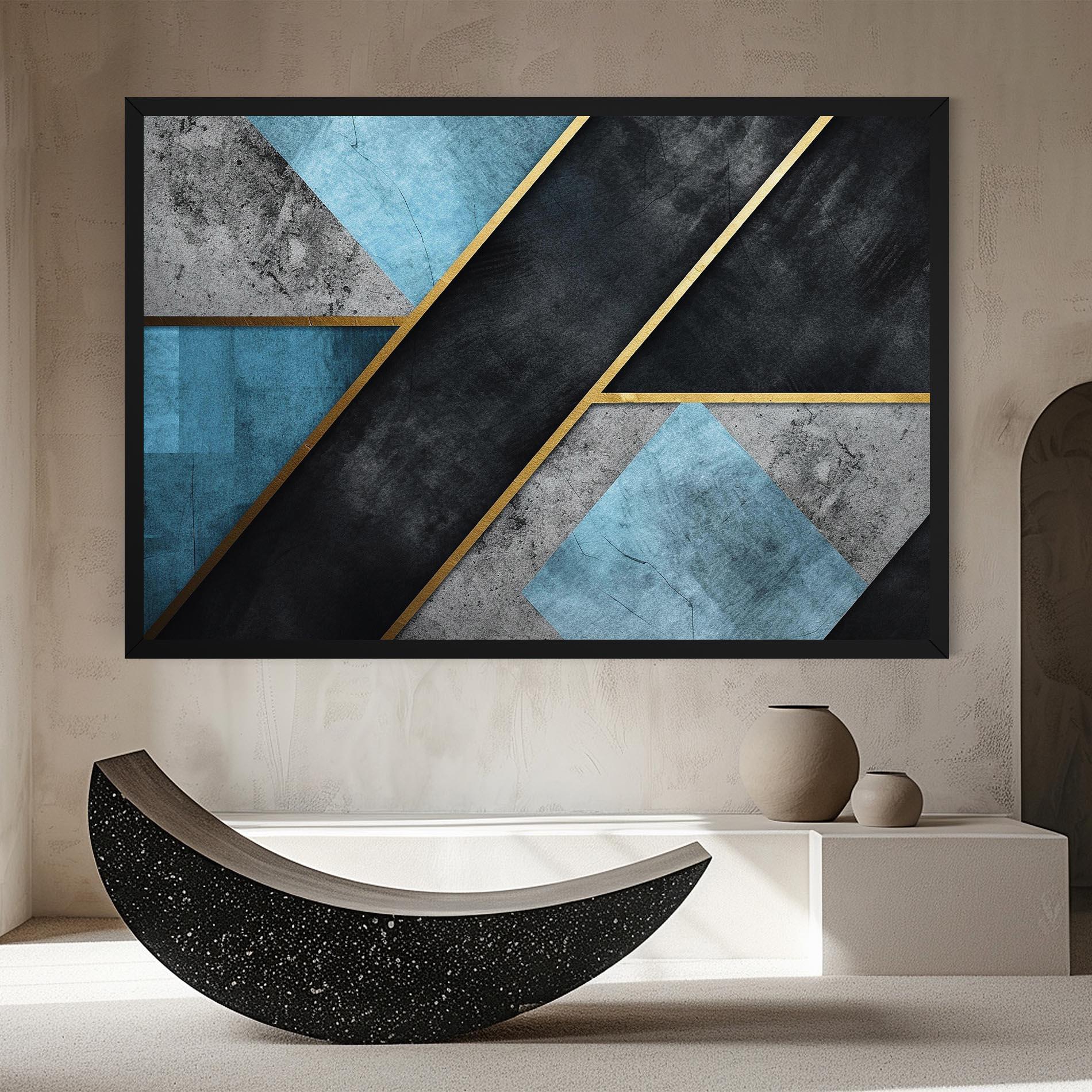 Tablou Canvas Grey With Blue Painting mockup 8