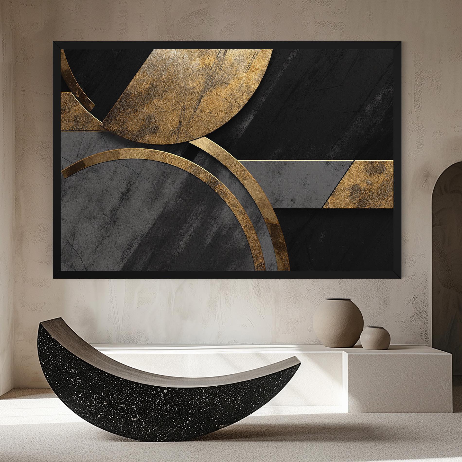 Tablou Canvas Grey With Gold Painting mockup 8