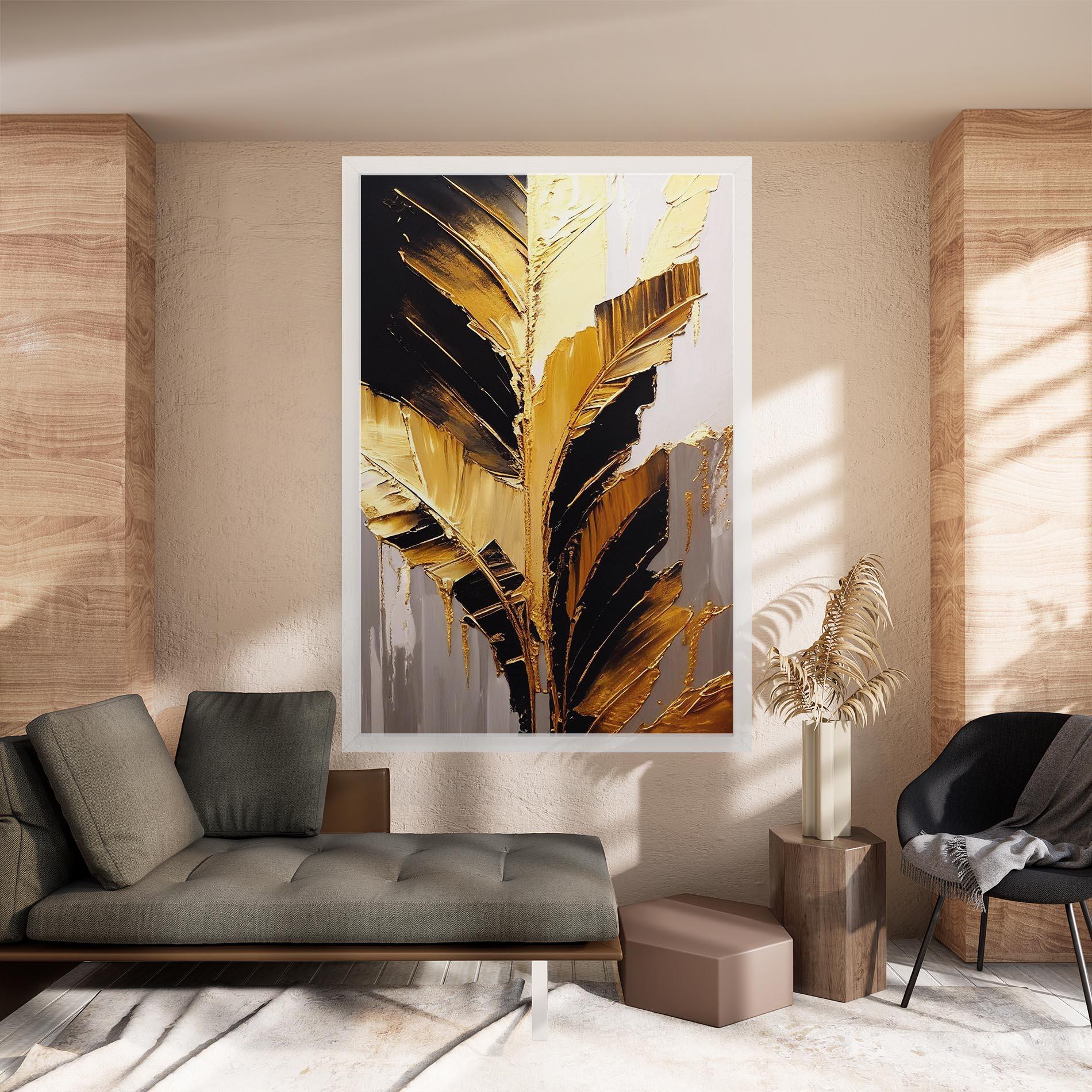 Tablou Canvas Balck With Gold Leafs mockup 8