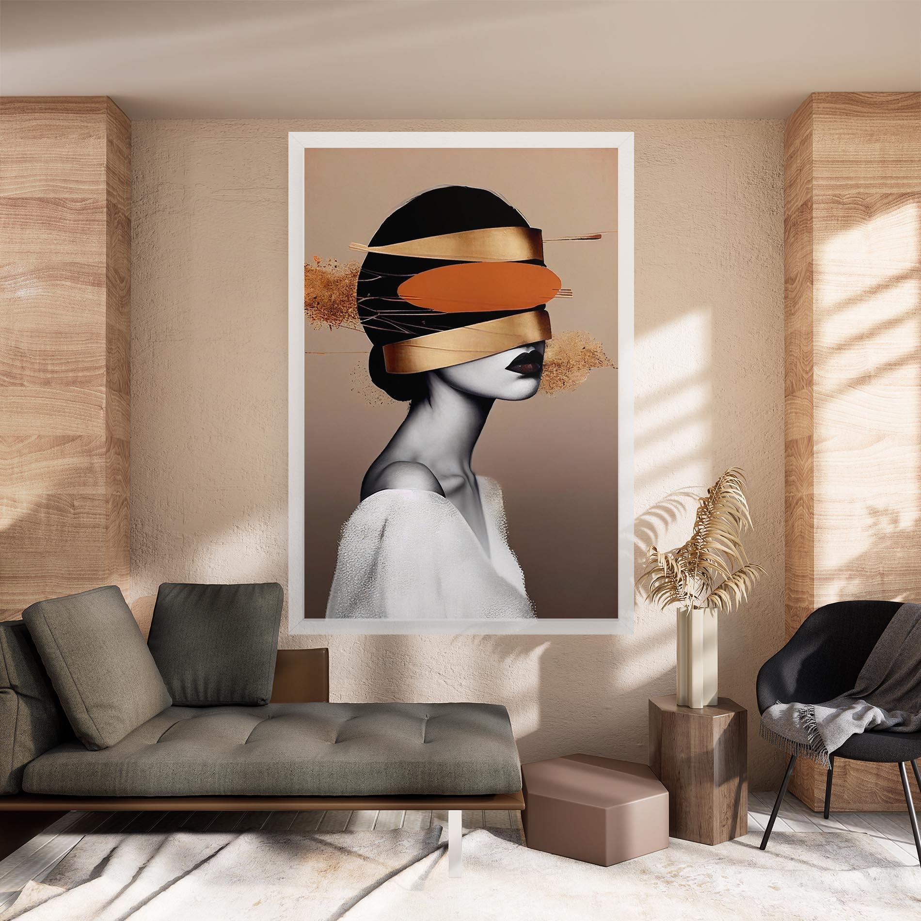 Tablou Canvas Woman With Gold Lines mockup 8