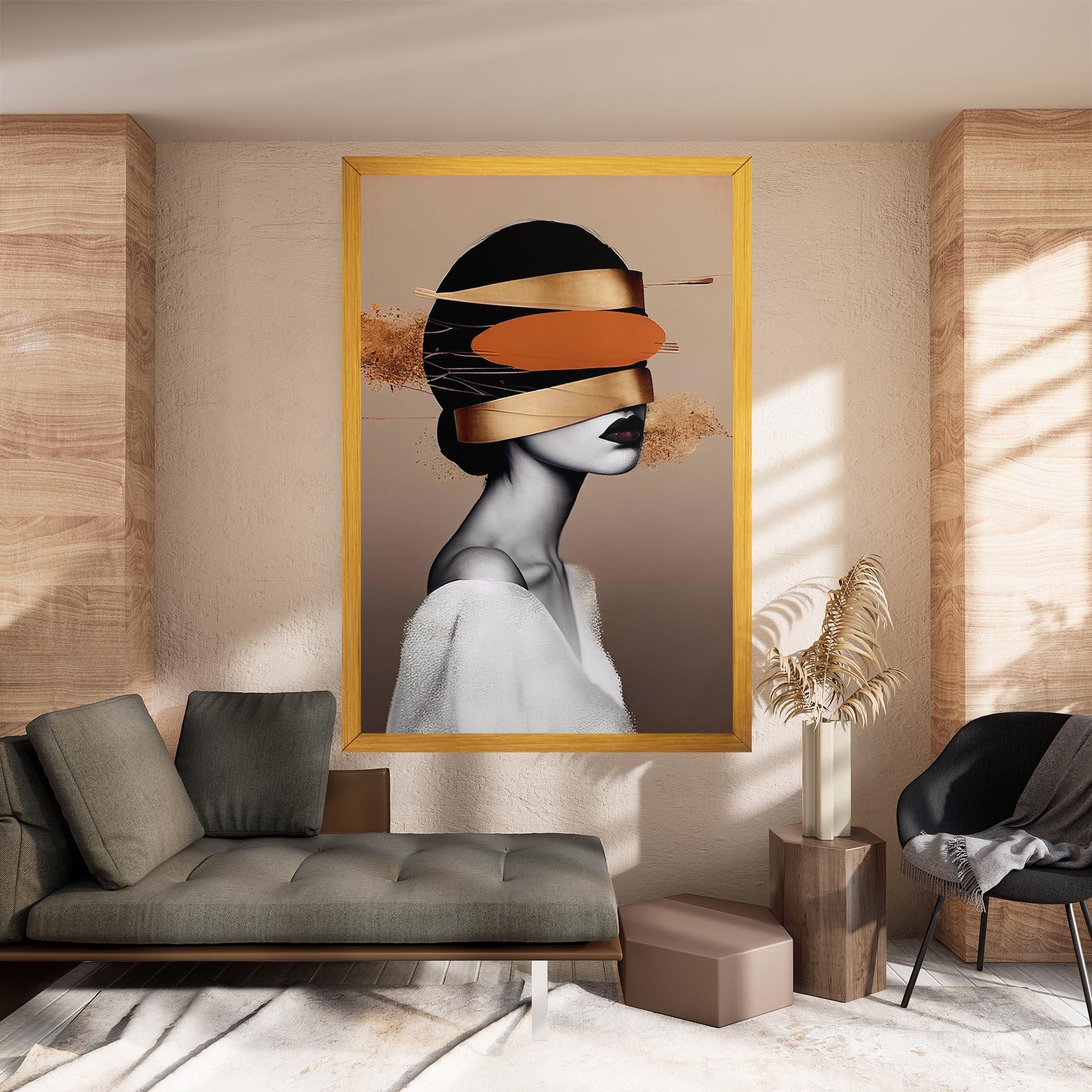 Tablou Canvas Woman With Gold Lines mockup 8