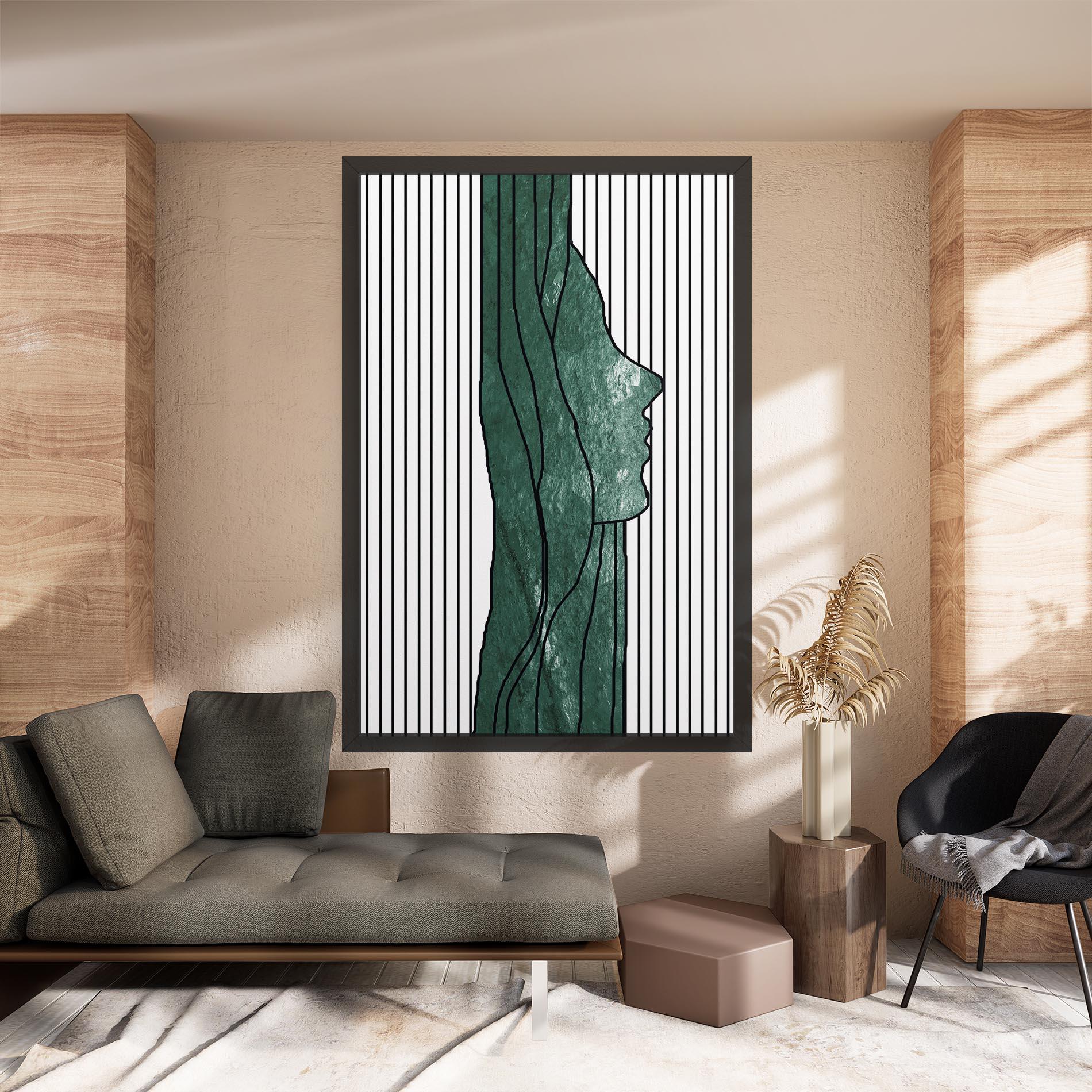 Tablou Canvas Abstract Green Face mockup 8