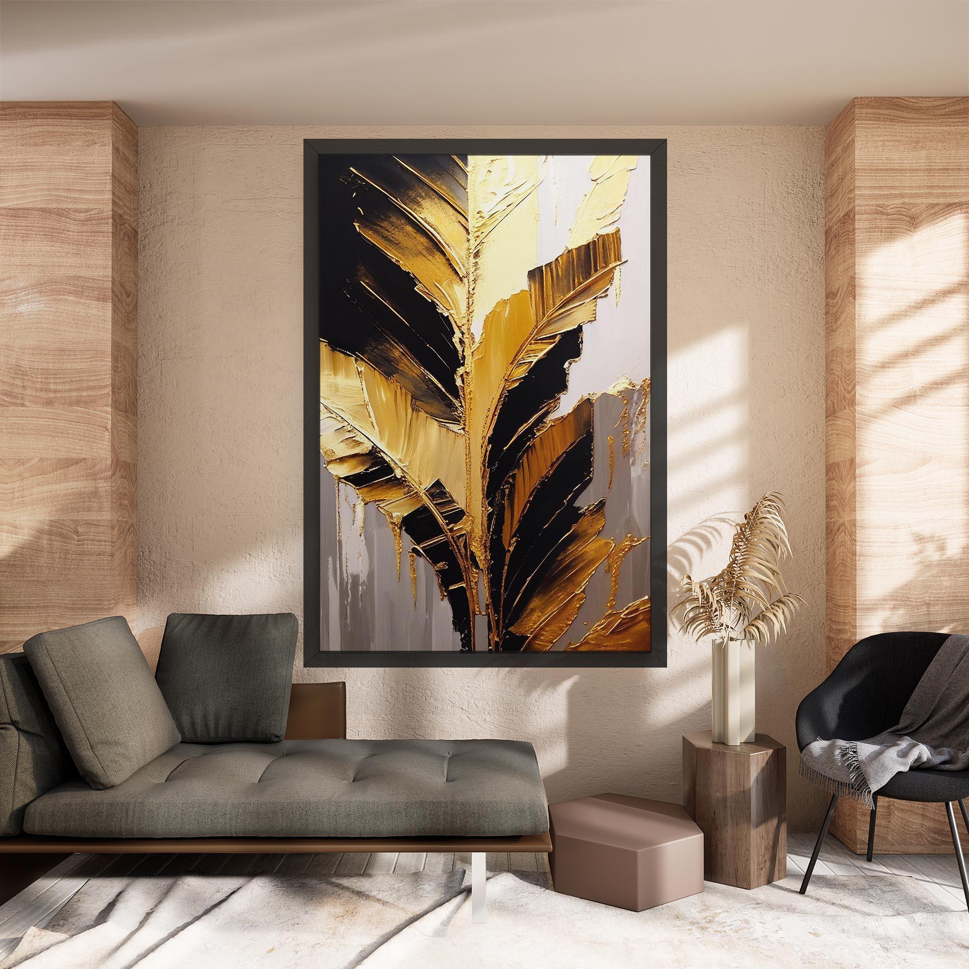 Tablou Canvas Balck With Gold Leafs mockup 8