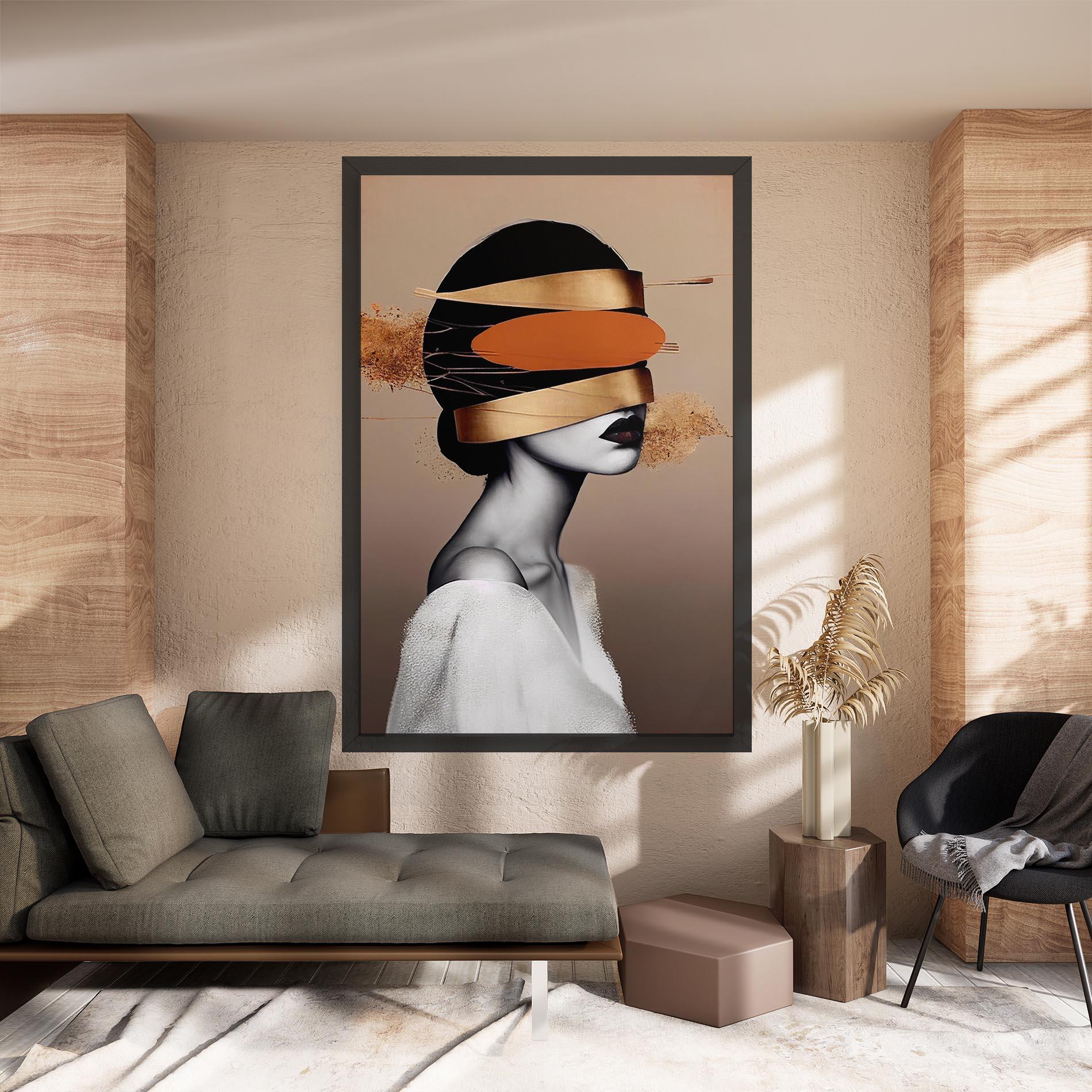 Tablou Canvas Woman With Gold Lines mockup 8