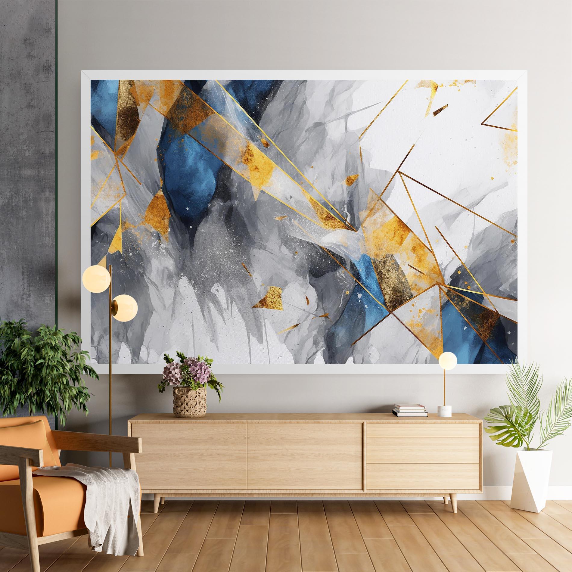 Tablou Canvas Abstract Gold Blue Pattern mockup 9