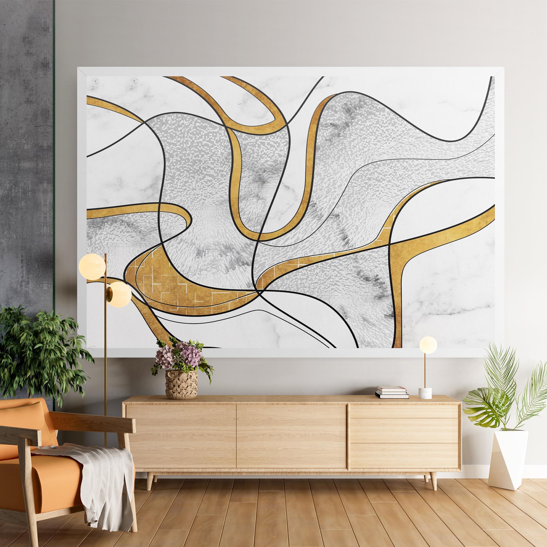 Tablou Canvas Abstract Gold Lines mockup 9