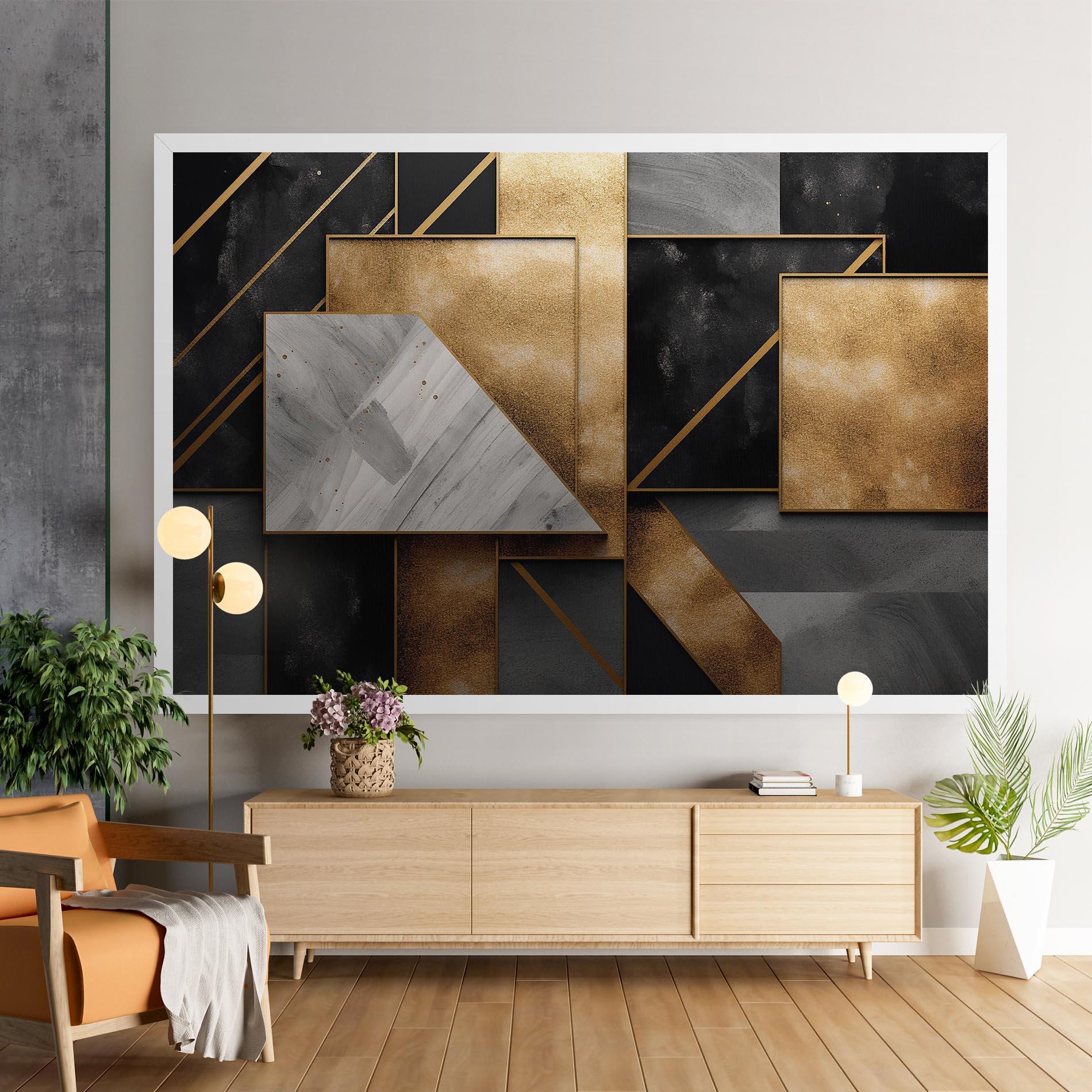 Tablou Canvas Abstract Gold Square mockup 9