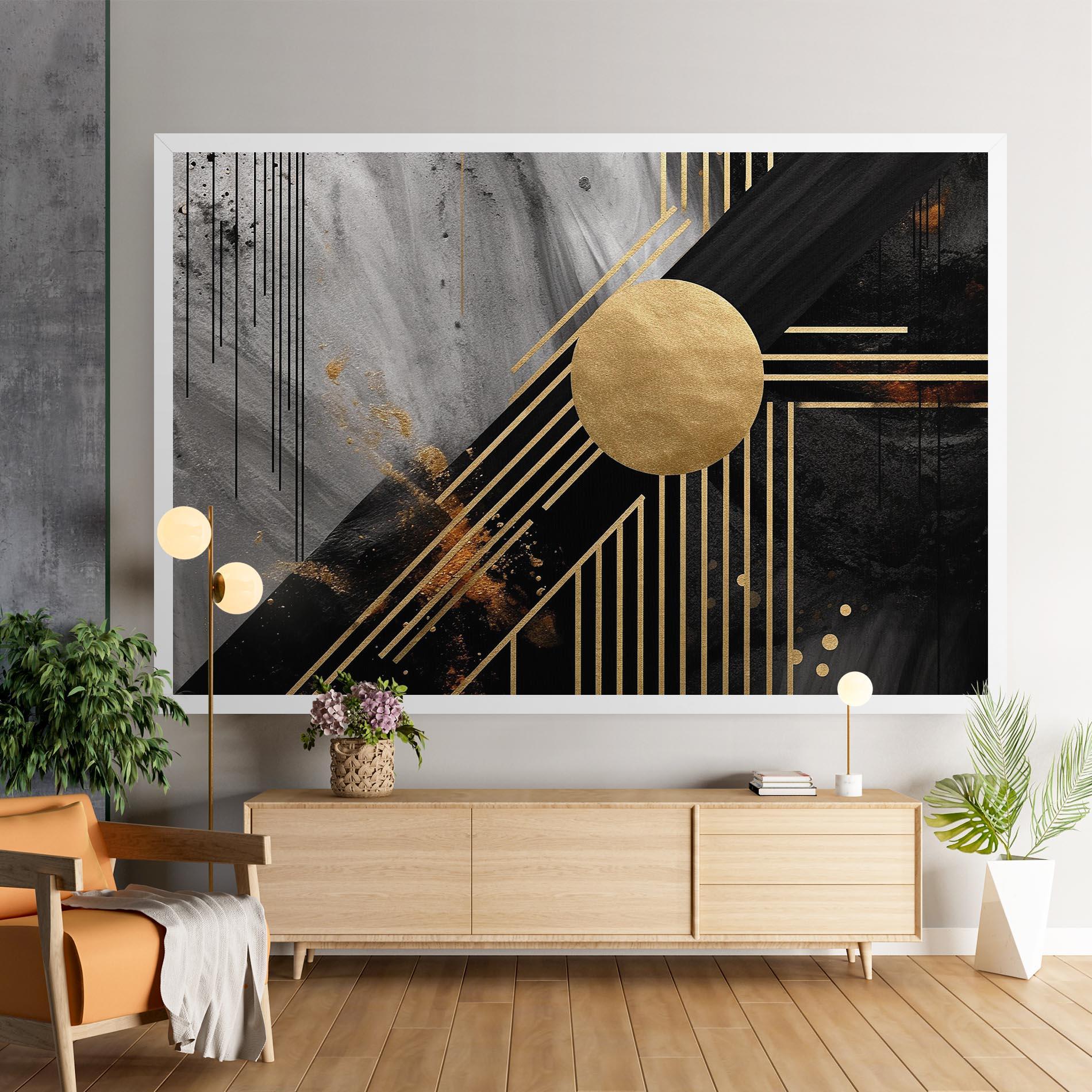 Tablou Canvas Gold Circle With Lines mockup 9