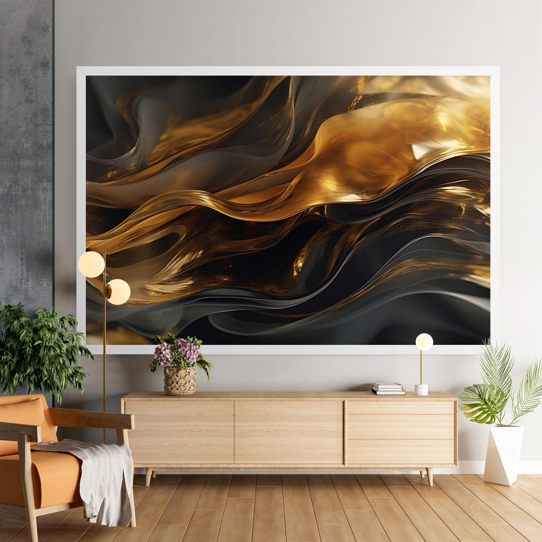 Tablou Canvas Gold With Black Wave mockup 9