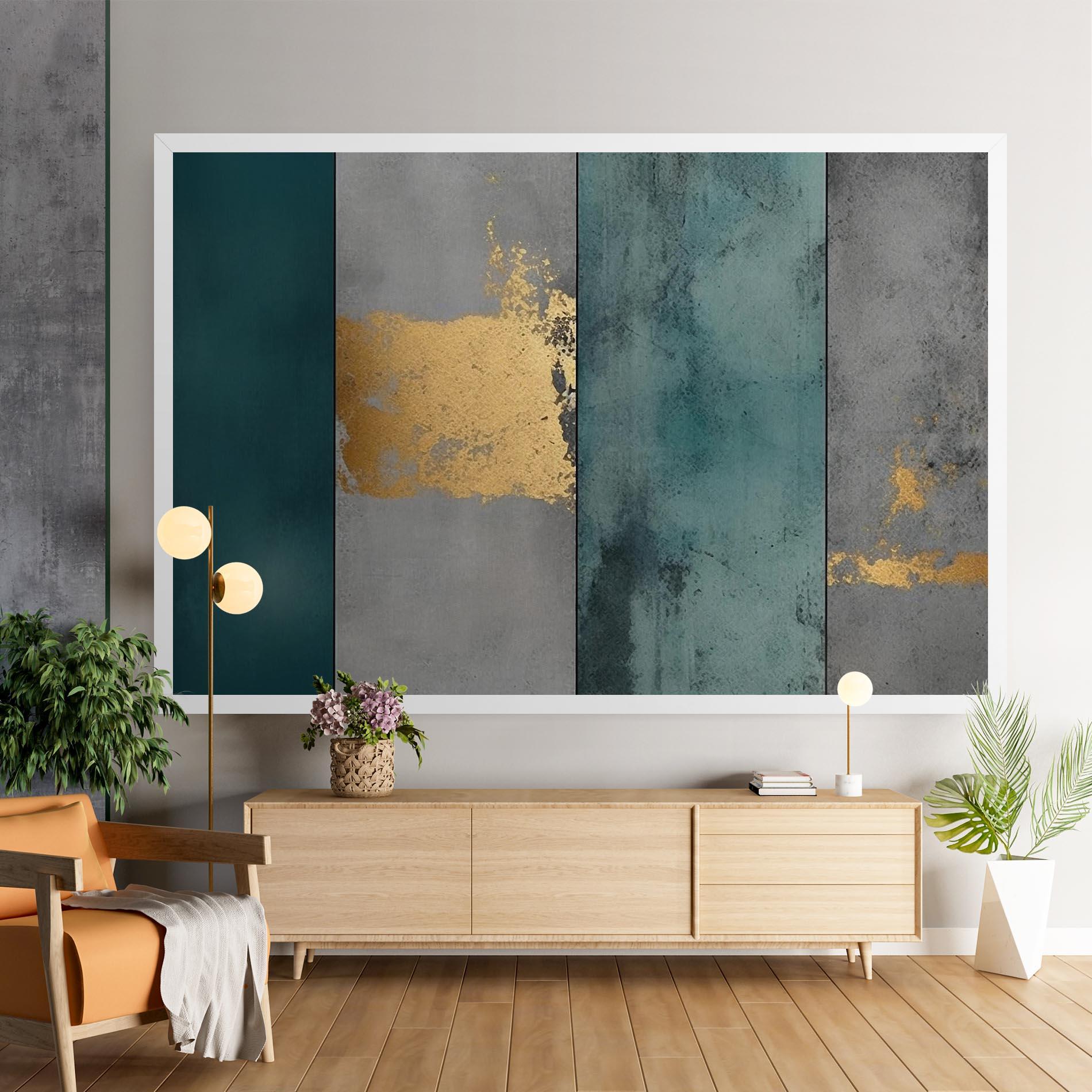 Tablou Canvas Green Colors With Gold mockup 9