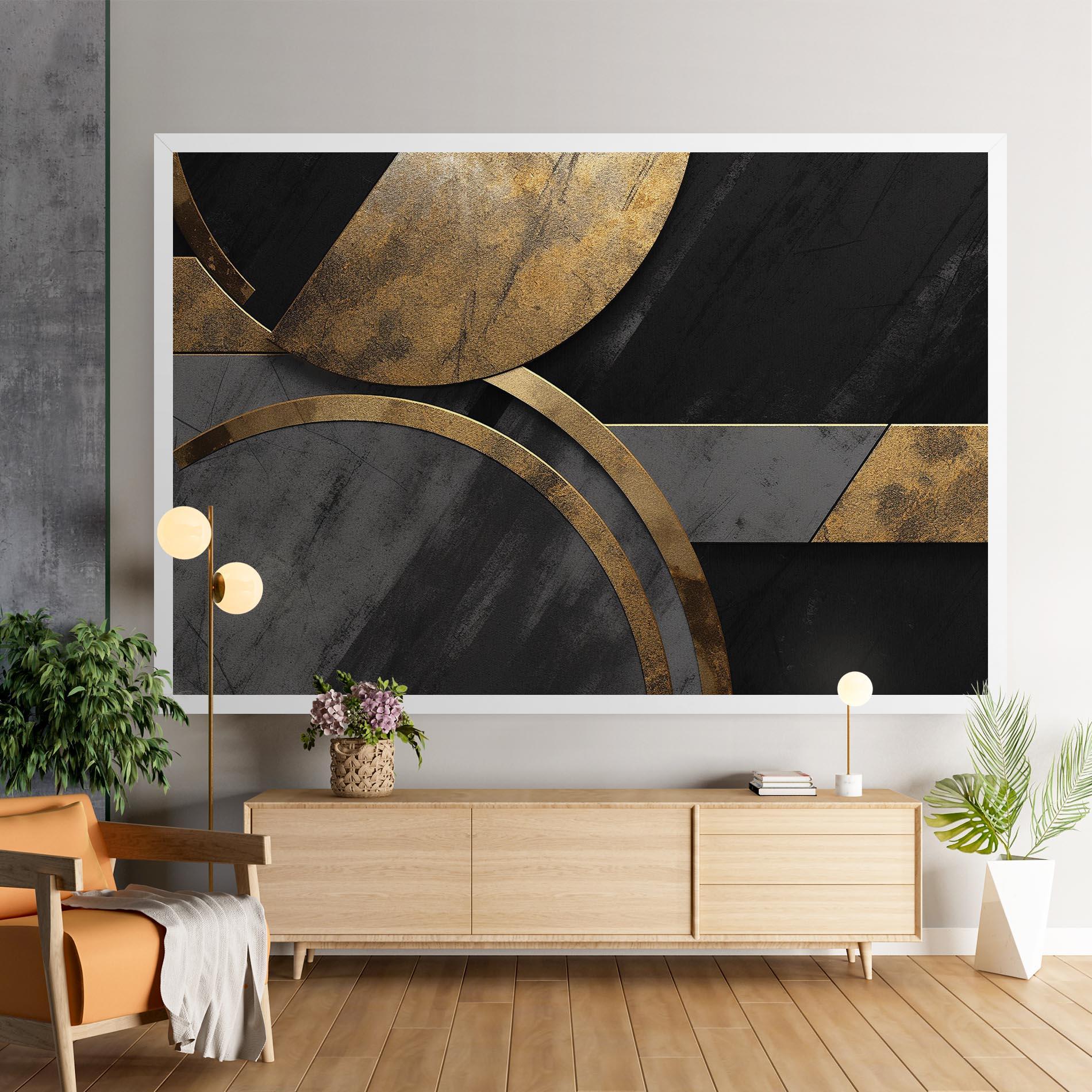Tablou Canvas Grey With Gold Painting mockup 9