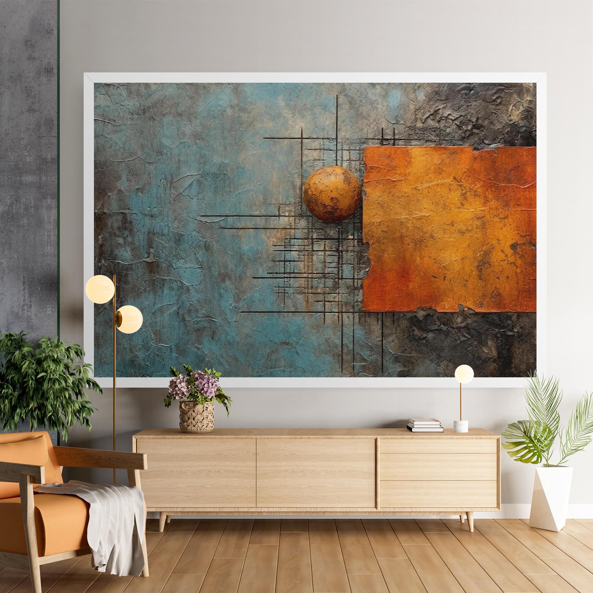 Orange Square Painting mockup 9