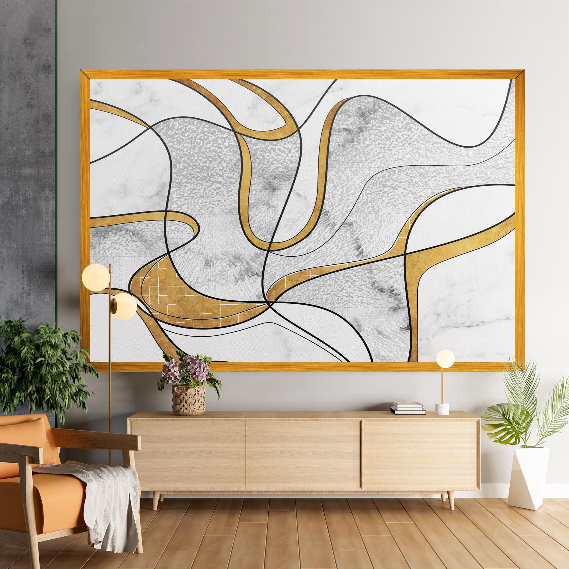 Tablou Canvas Abstract Gold Lines mockup 9