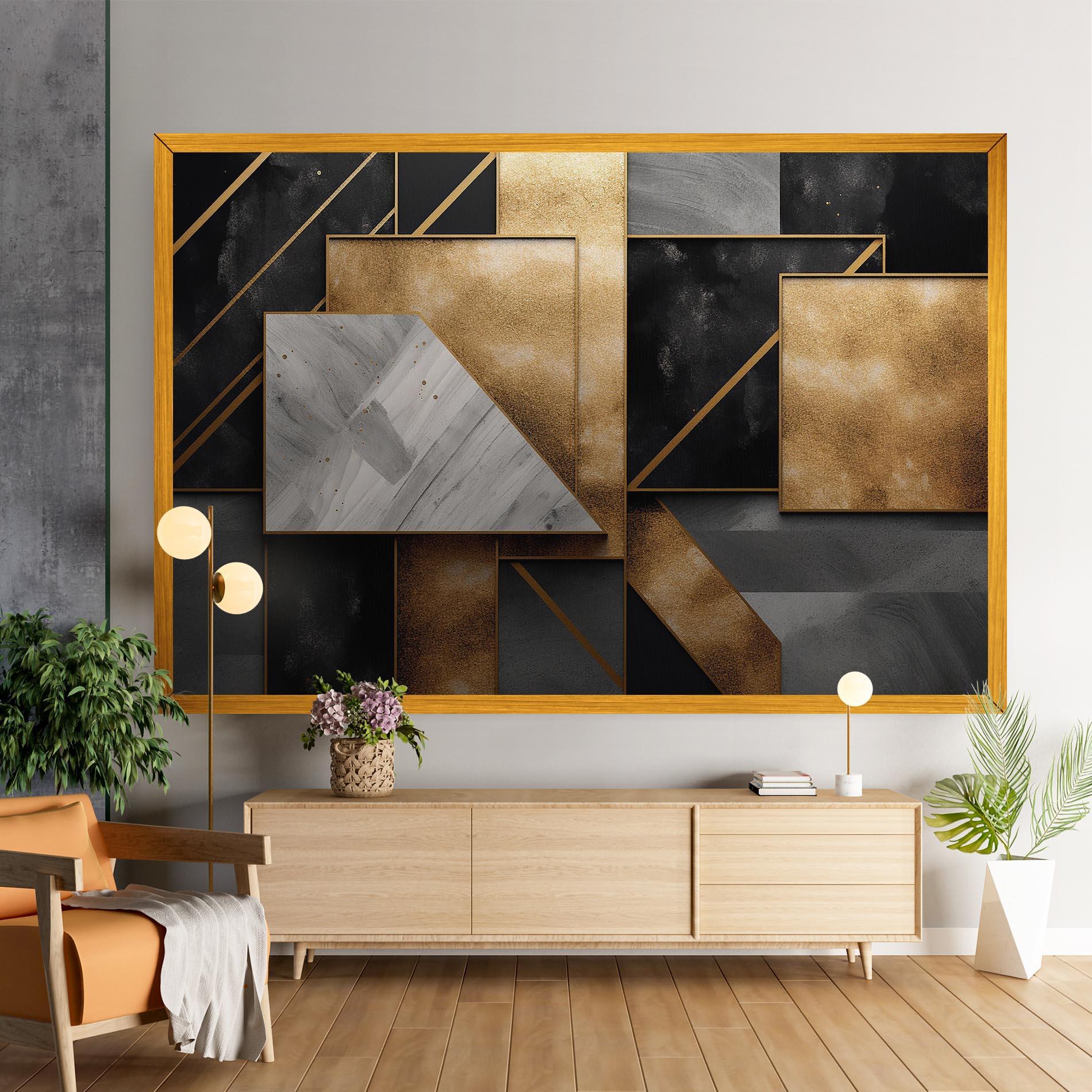Tablou Canvas Abstract Gold Square mockup 9