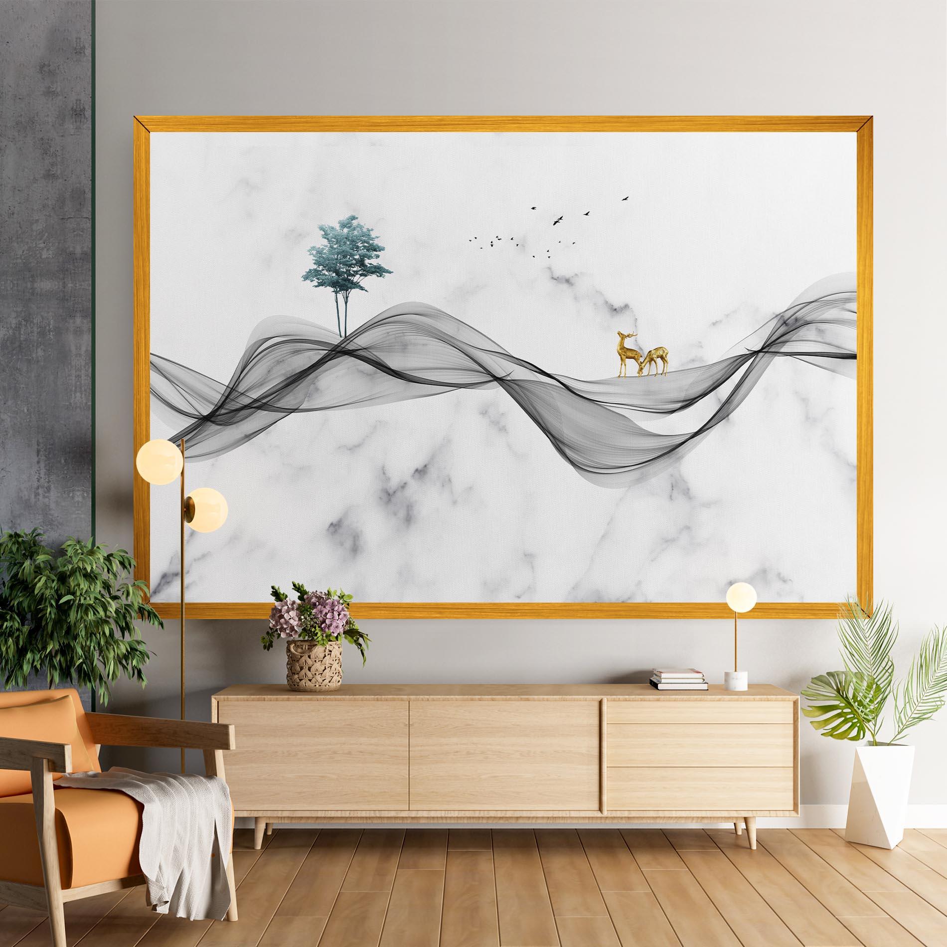 Tablou Canvas Abstract Golden Landscape 1 mockup 9
