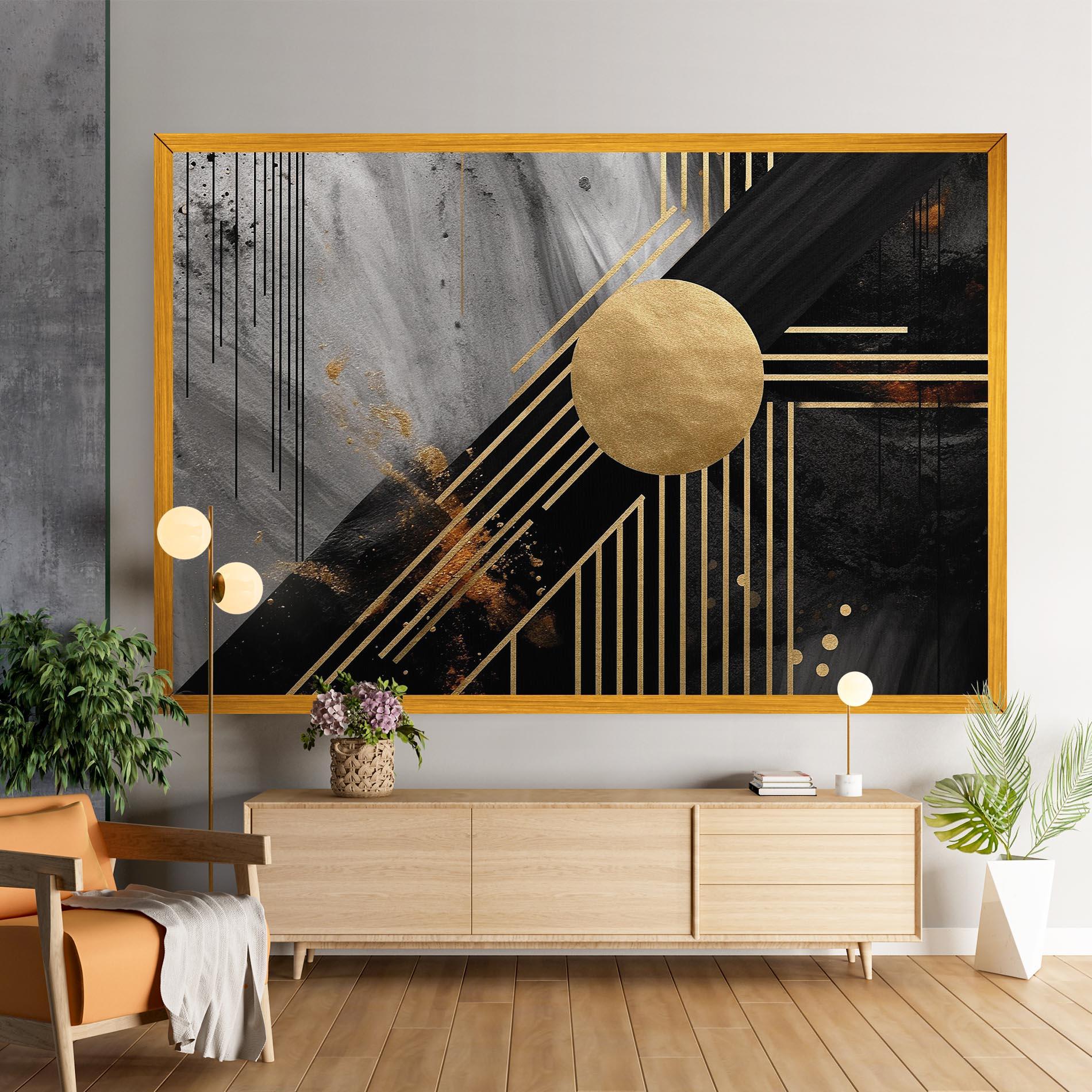 Tablou Canvas Gold Circle With Lines mockup 9