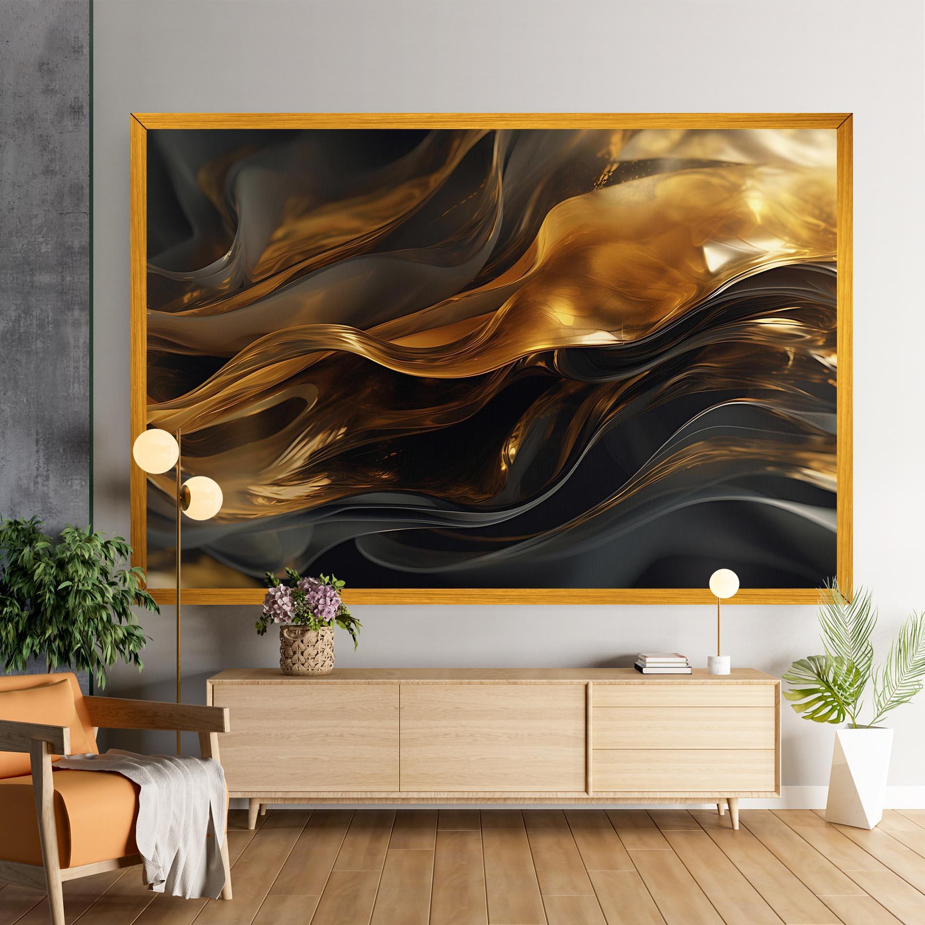 Tablou Canvas Gold With Black Wave mockup 9
