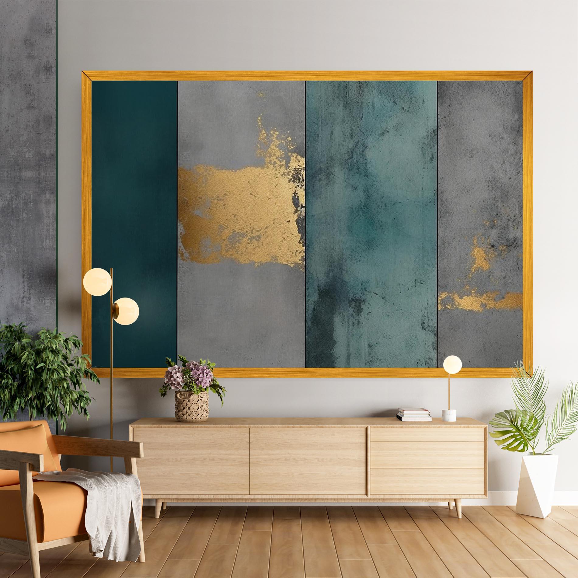 Tablou Canvas Green Colors With Gold mockup 9