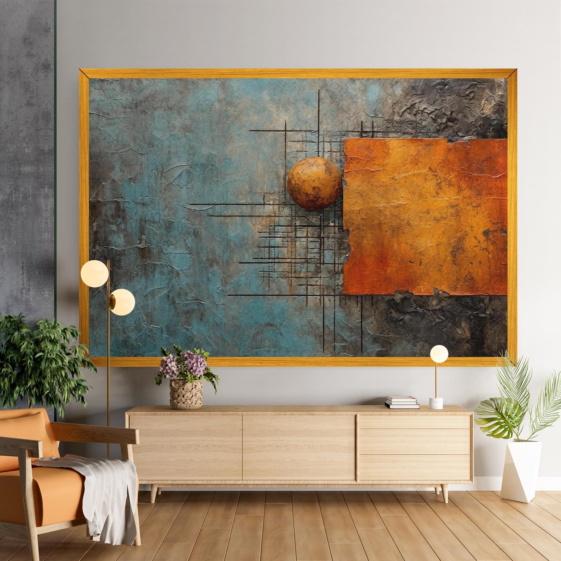 Tablou Canvas Orange Square Painting mockup 9