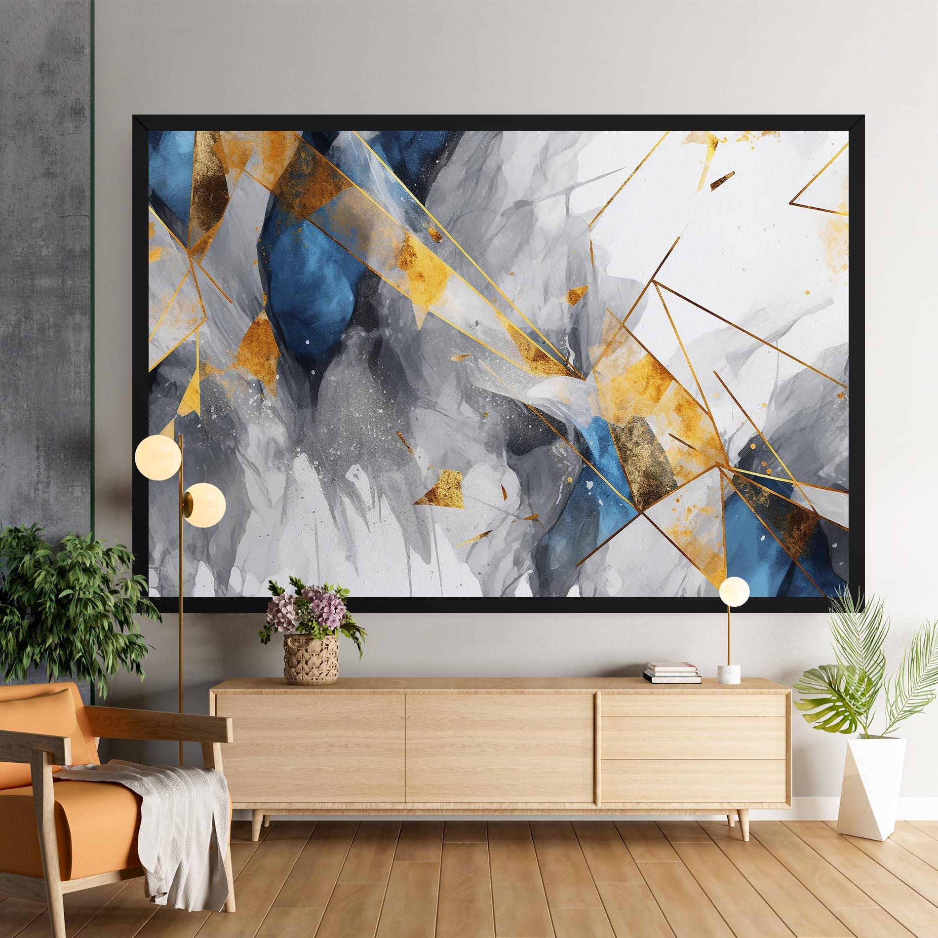Tablou Canvas Abstract Gold Blue Pattern mockup 9