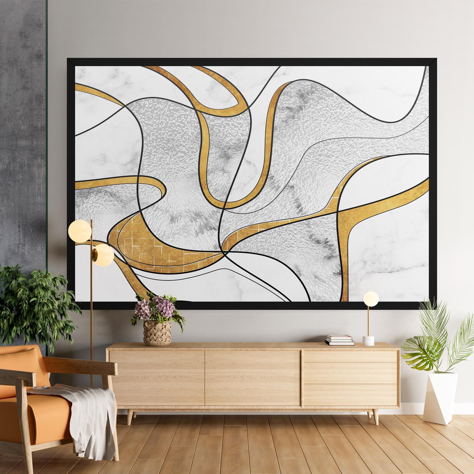 Tablou Canvas Abstract Gold Lines mockup 9