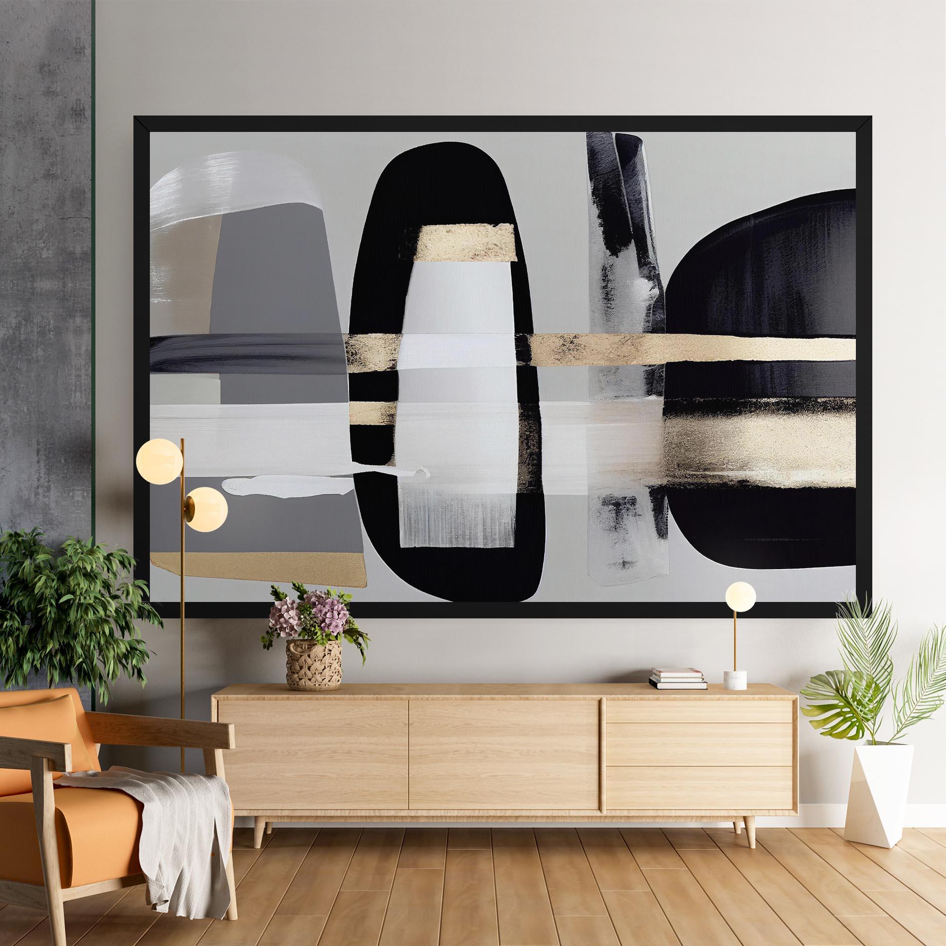 Tablou Canvas Abstract Gold Painting With Black mockup 9