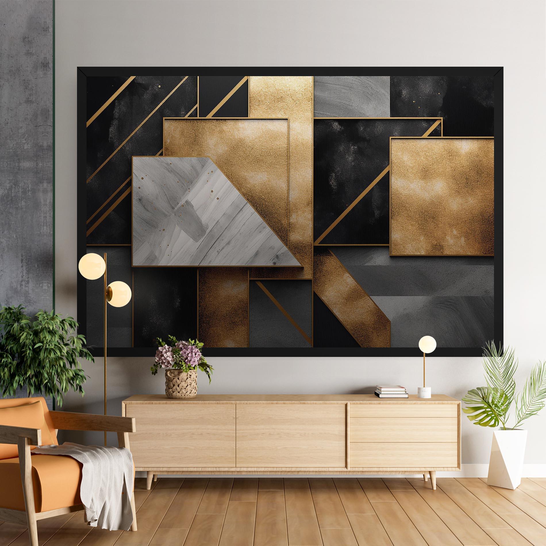 Tablou Canvas Abstract Gold Square mockup 9