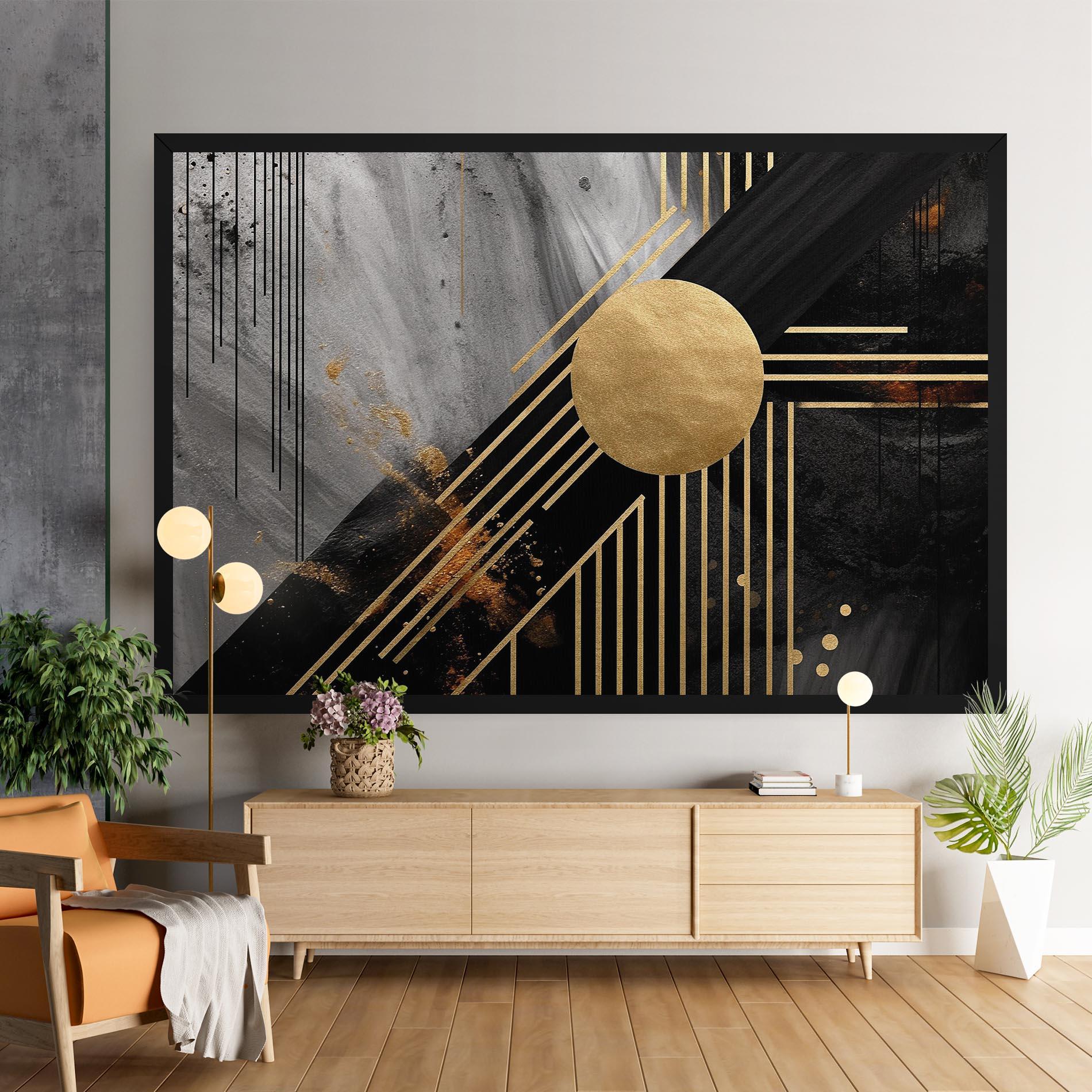 Tablou Canvas Gold Circle With Lines mockup 9