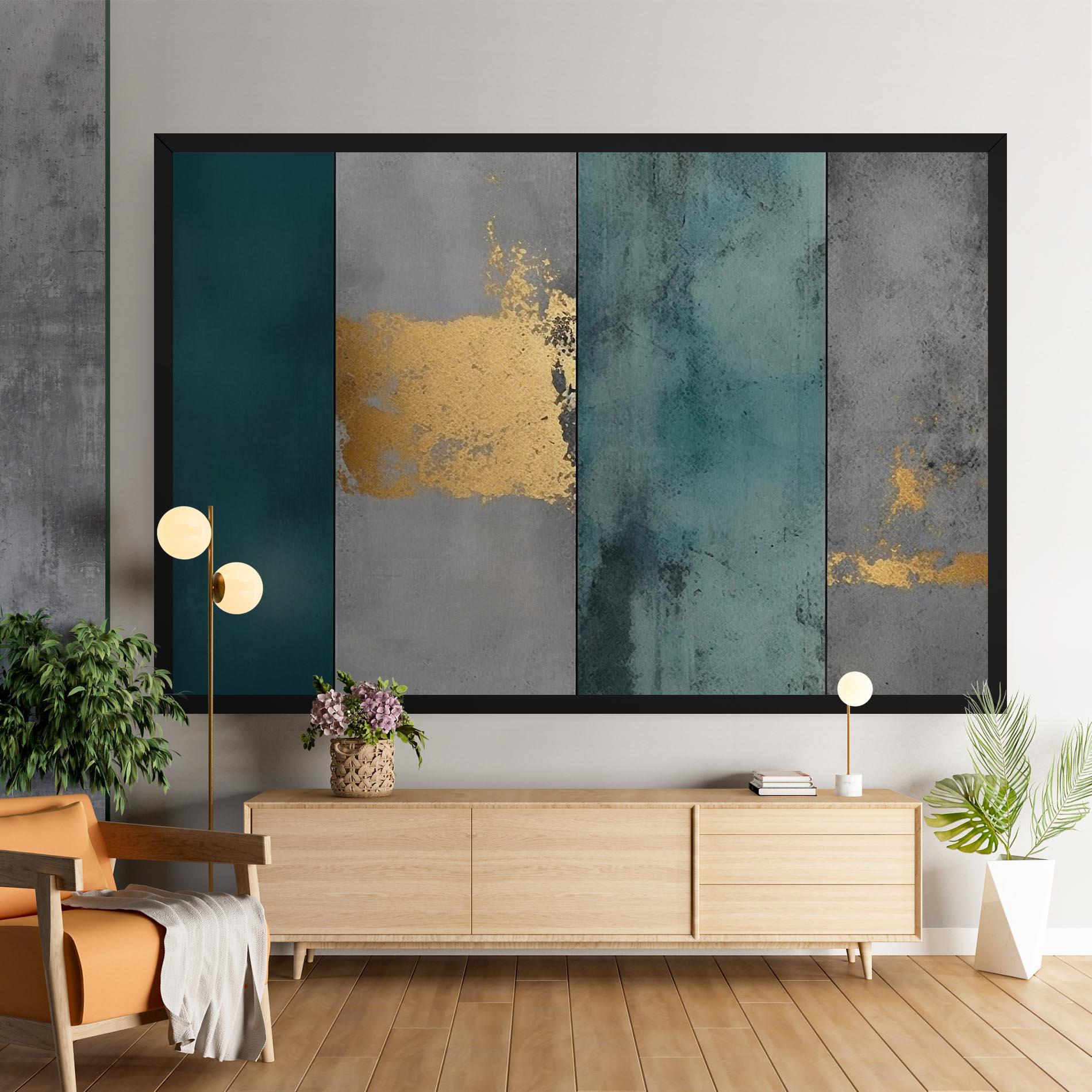 Tablou Canvas Green Colors With Gold mockup 9