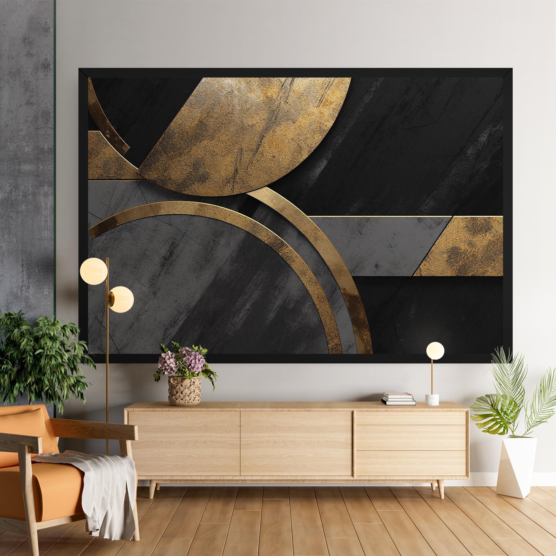 Tablou Canvas Grey With Gold Painting mockup 9