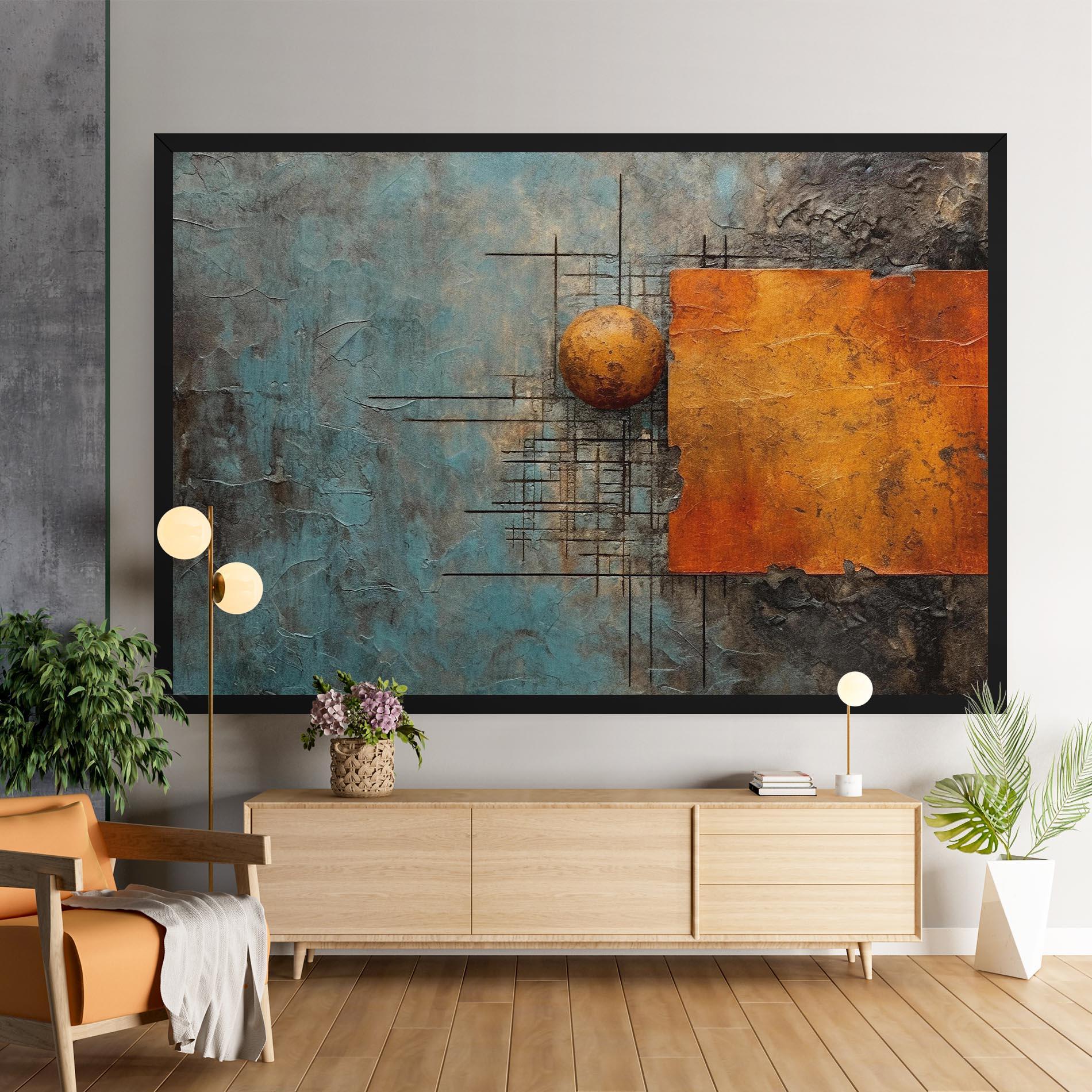 Tablou Canvas Orange Square Painting mockup 9