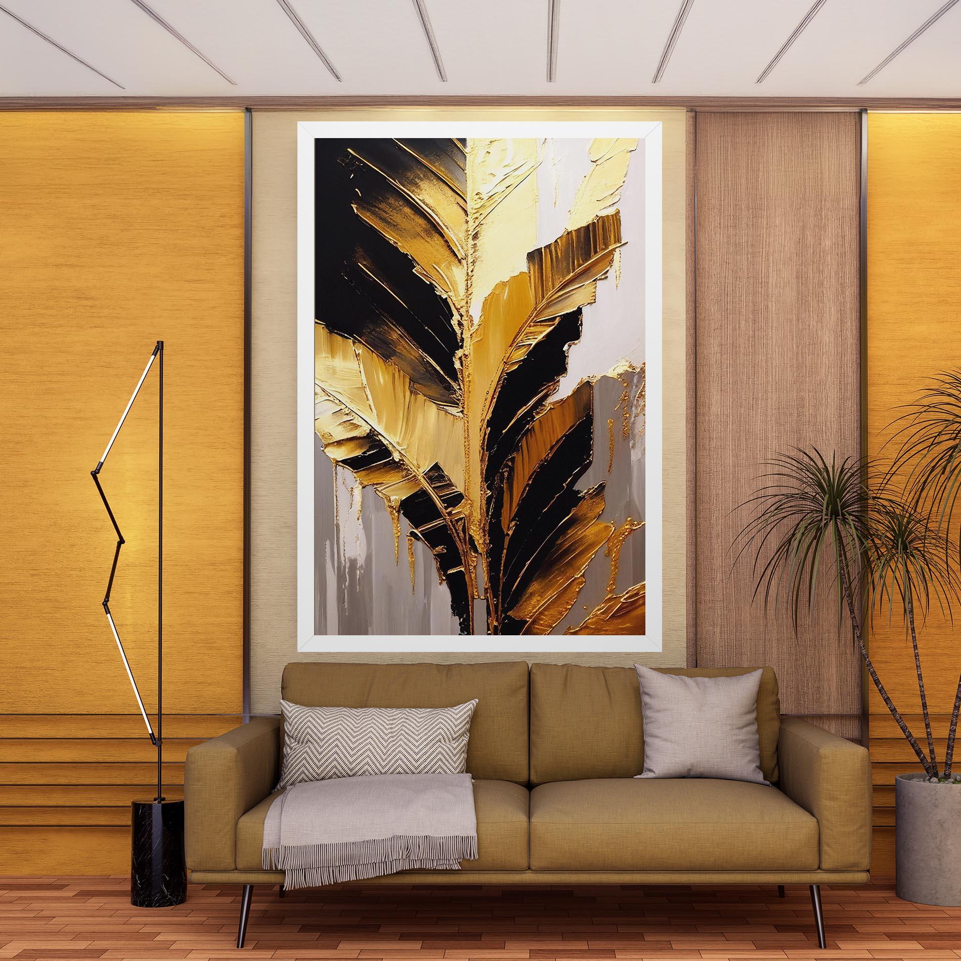 Tablou Canvas Balck With Gold Leafs mockup 9