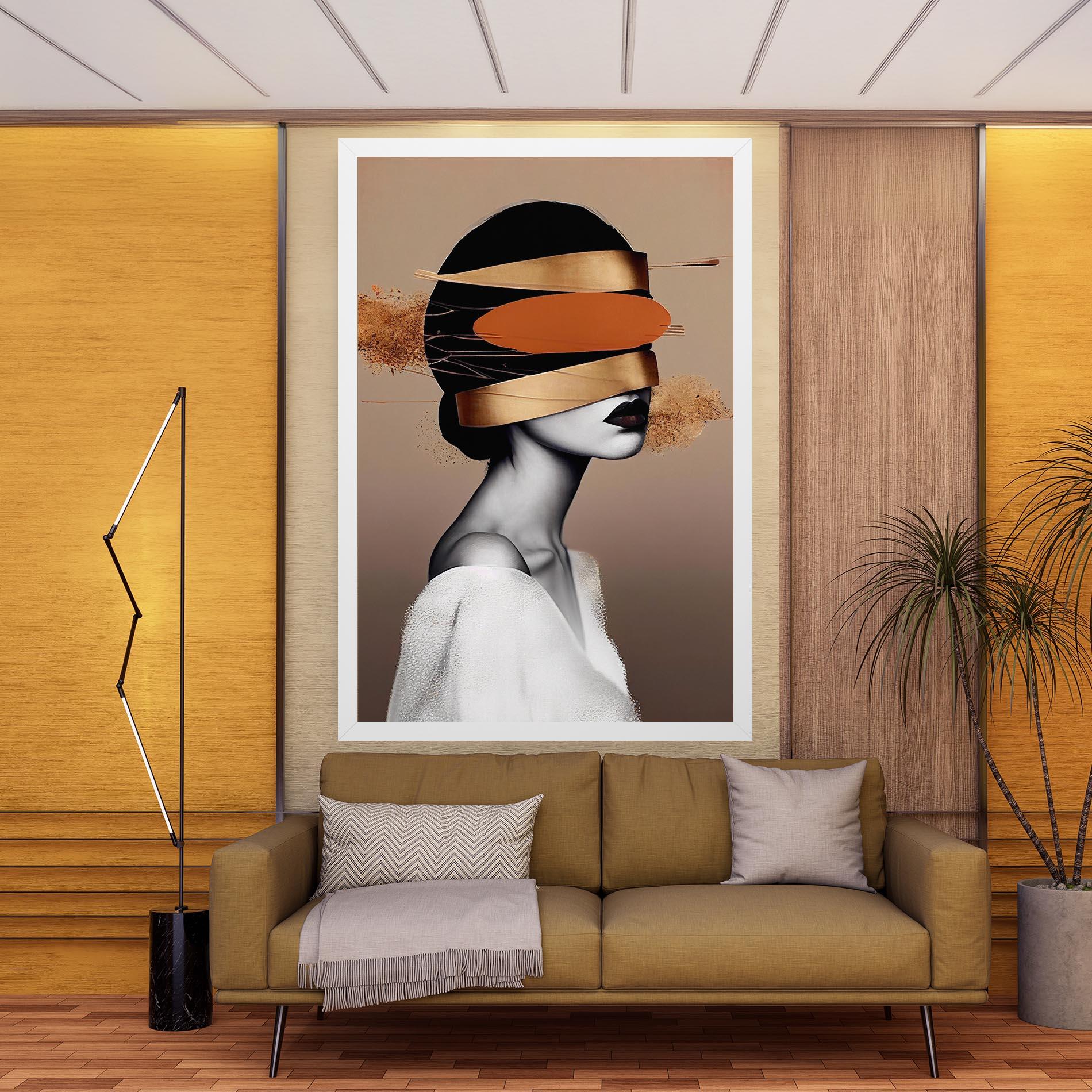 Tablou Canvas Woman With Gold Lines mockup 9