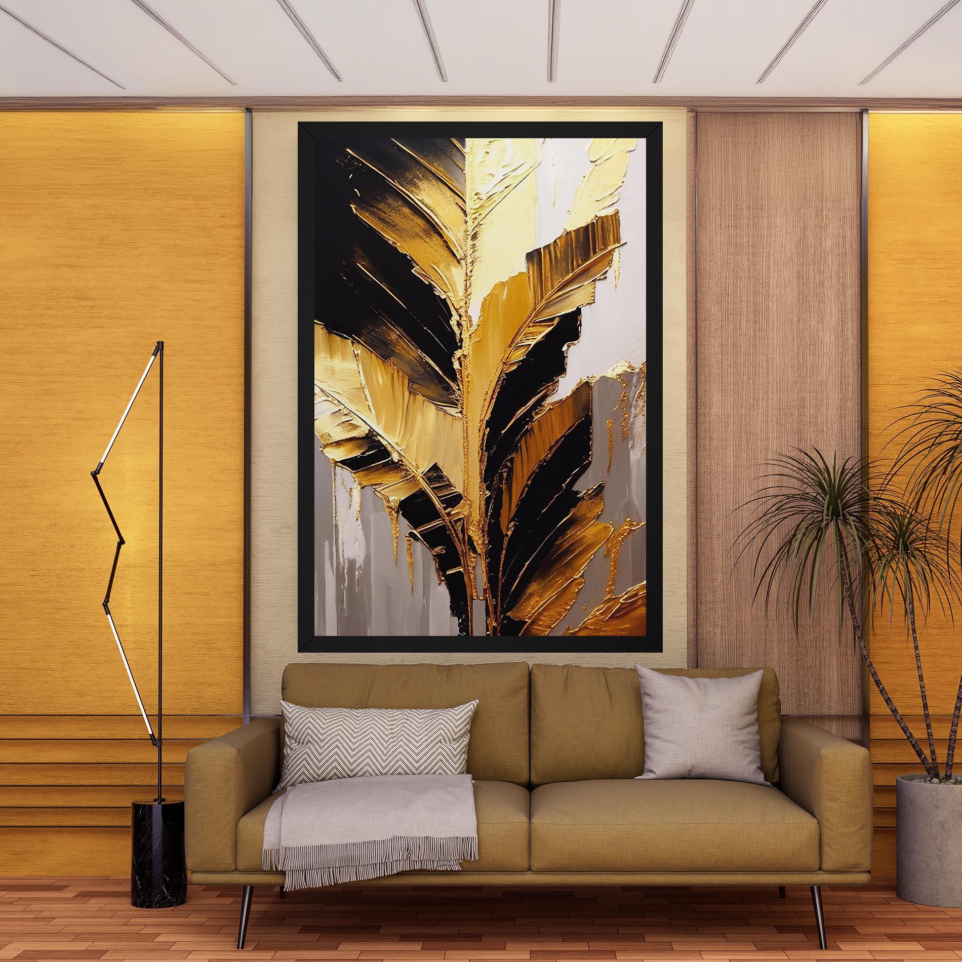 Tablou Canvas Balck With Gold Leafs mockup 9