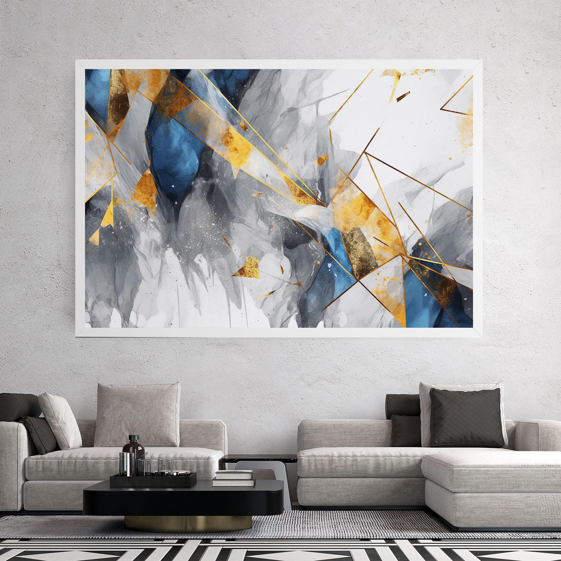 Tablou Canvas Abstract Gold Blue Pattern mockup 2