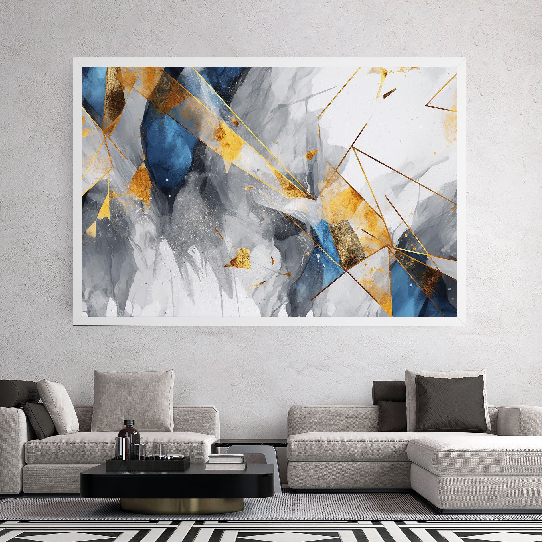 Abstract Gold Blue Pattern mockup 2