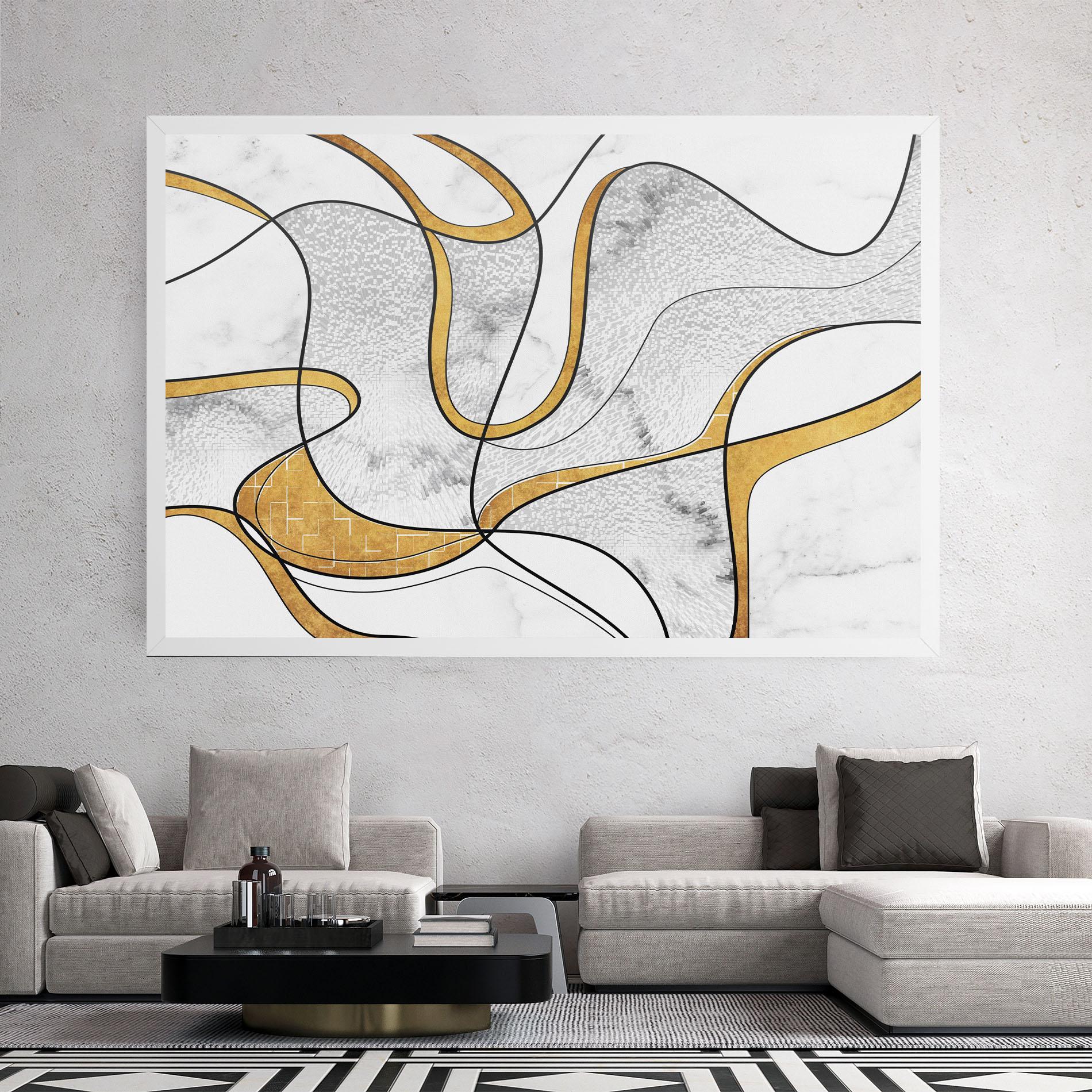 Tablou Canvas Abstract Gold Lines mockup 2
