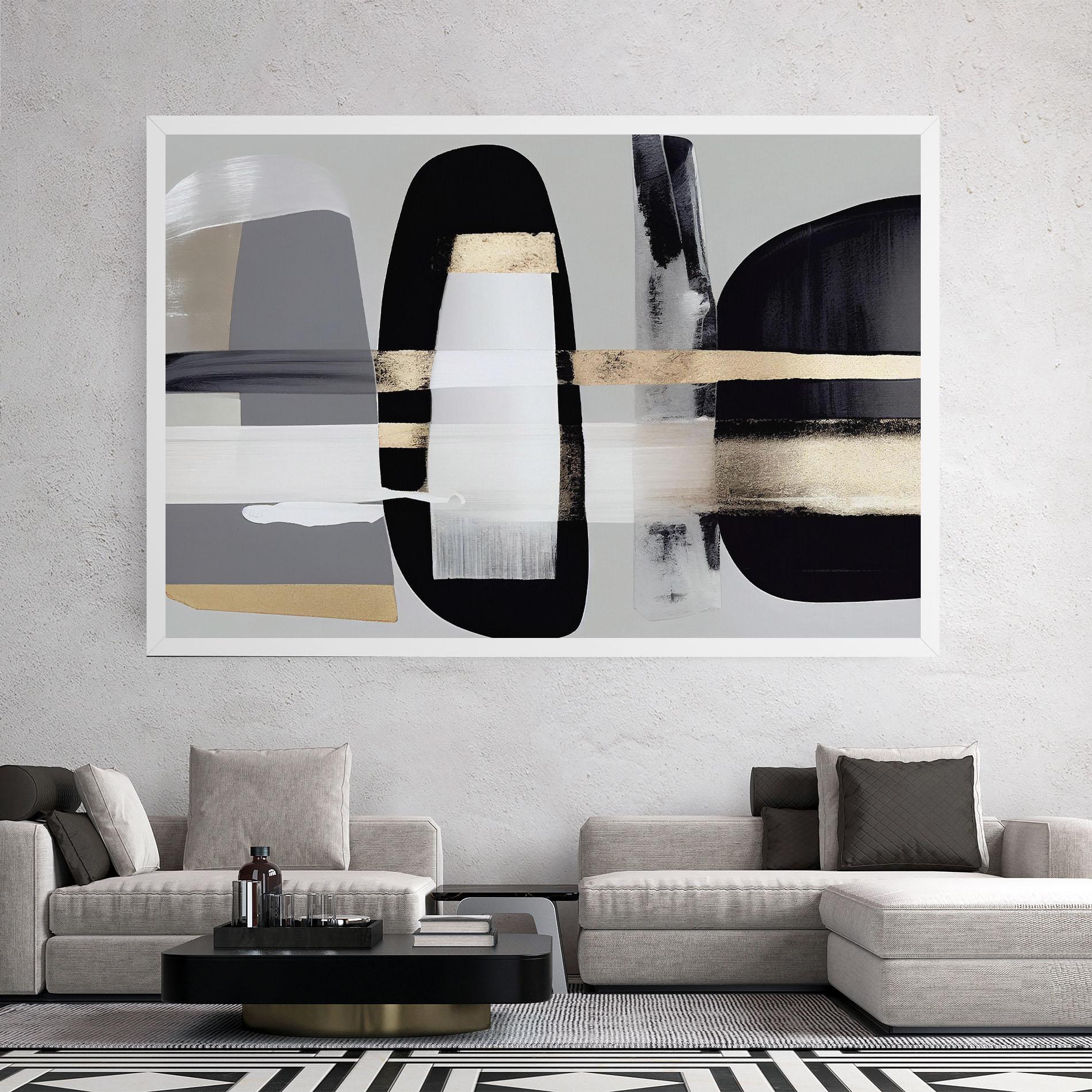 Tablou Canvas Abstract Gold Painting With Black mockup 2