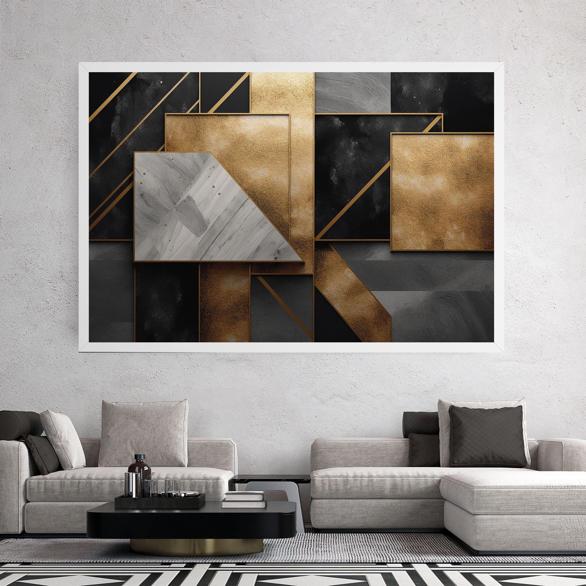 Tablou Canvas Abstract Gold Square mockup 2