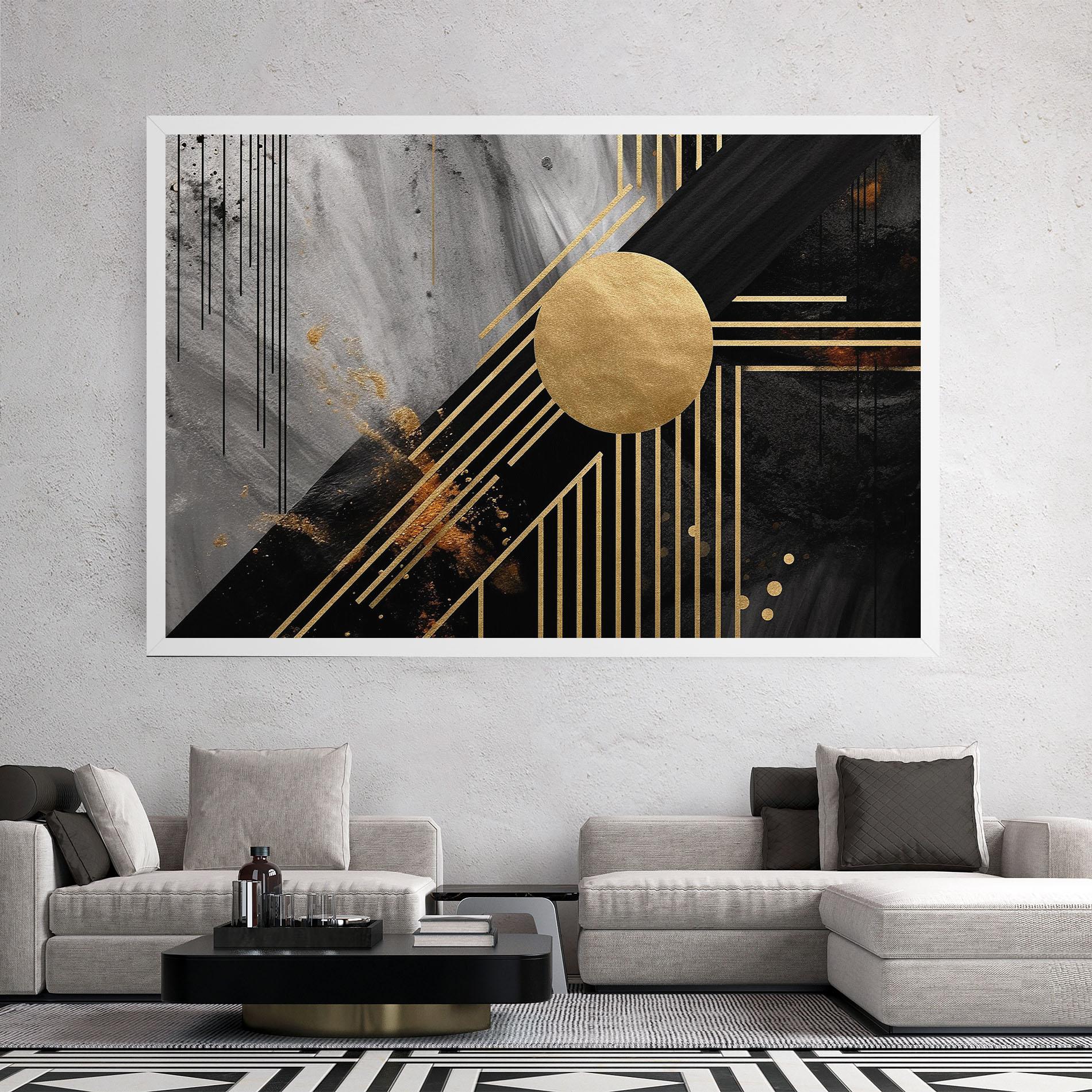 Tablou Canvas Gold Circle With Lines mockup 2