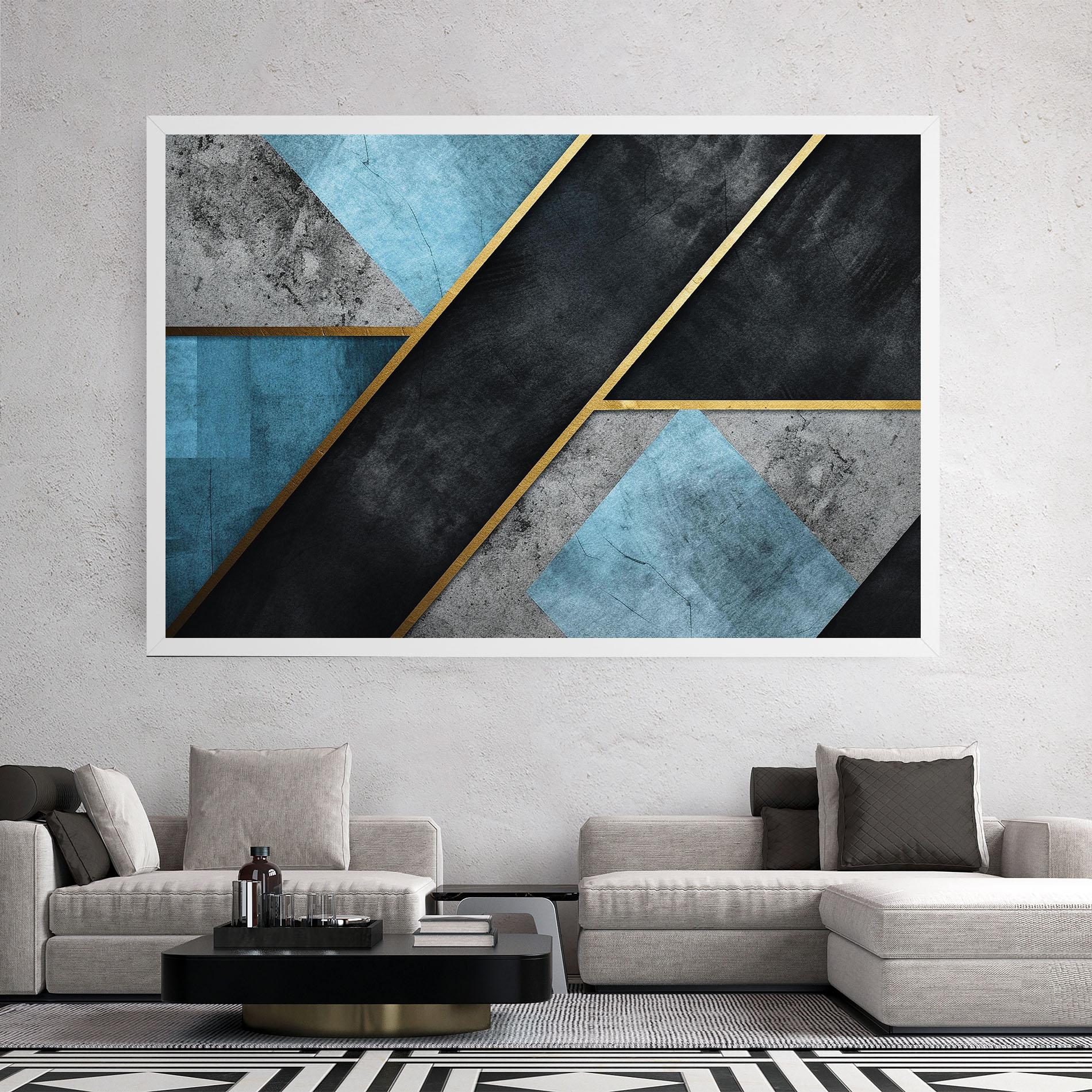 Tablou Canvas Grey With Blue Painting mockup 2