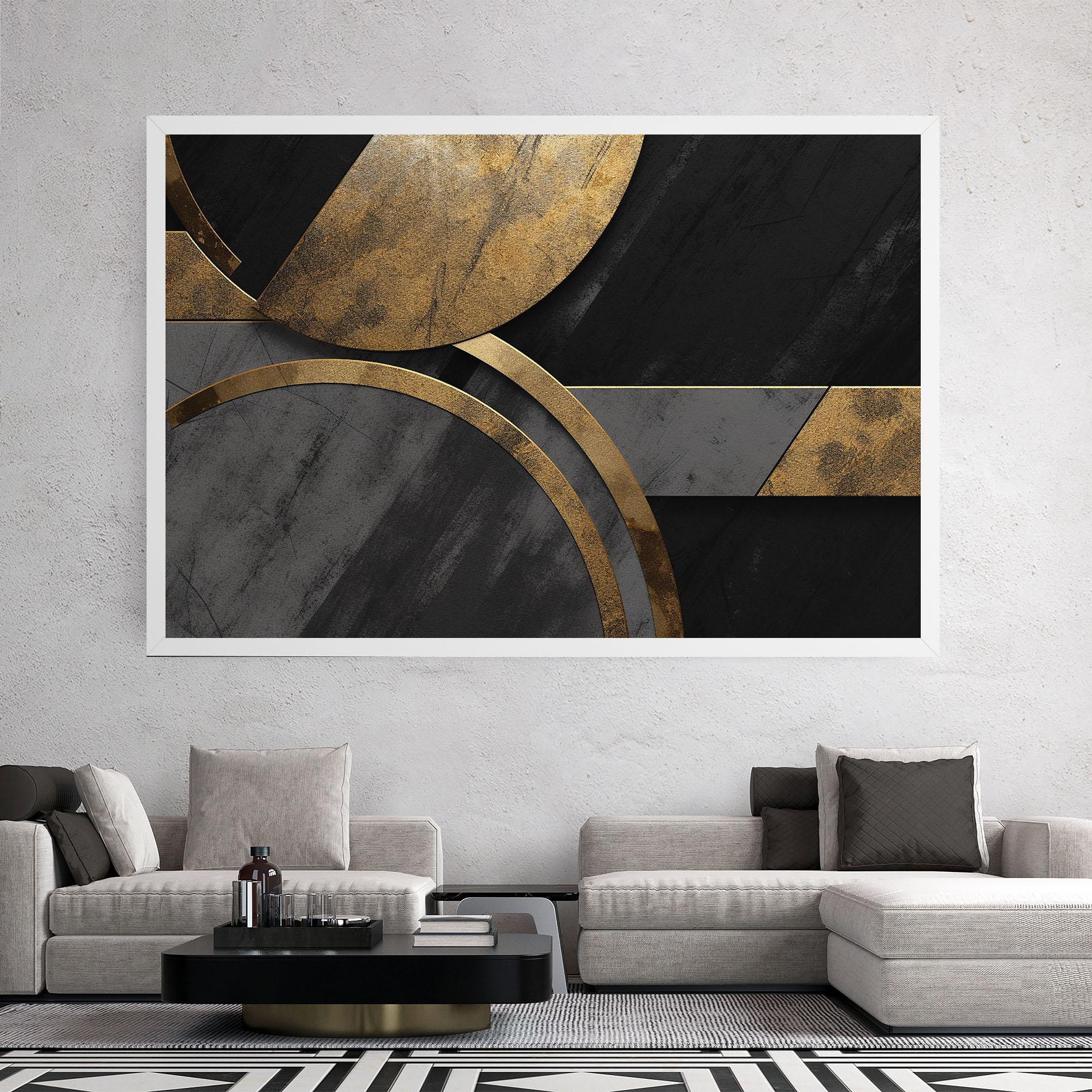 Tablou Canvas Grey With Gold Painting mockup 2