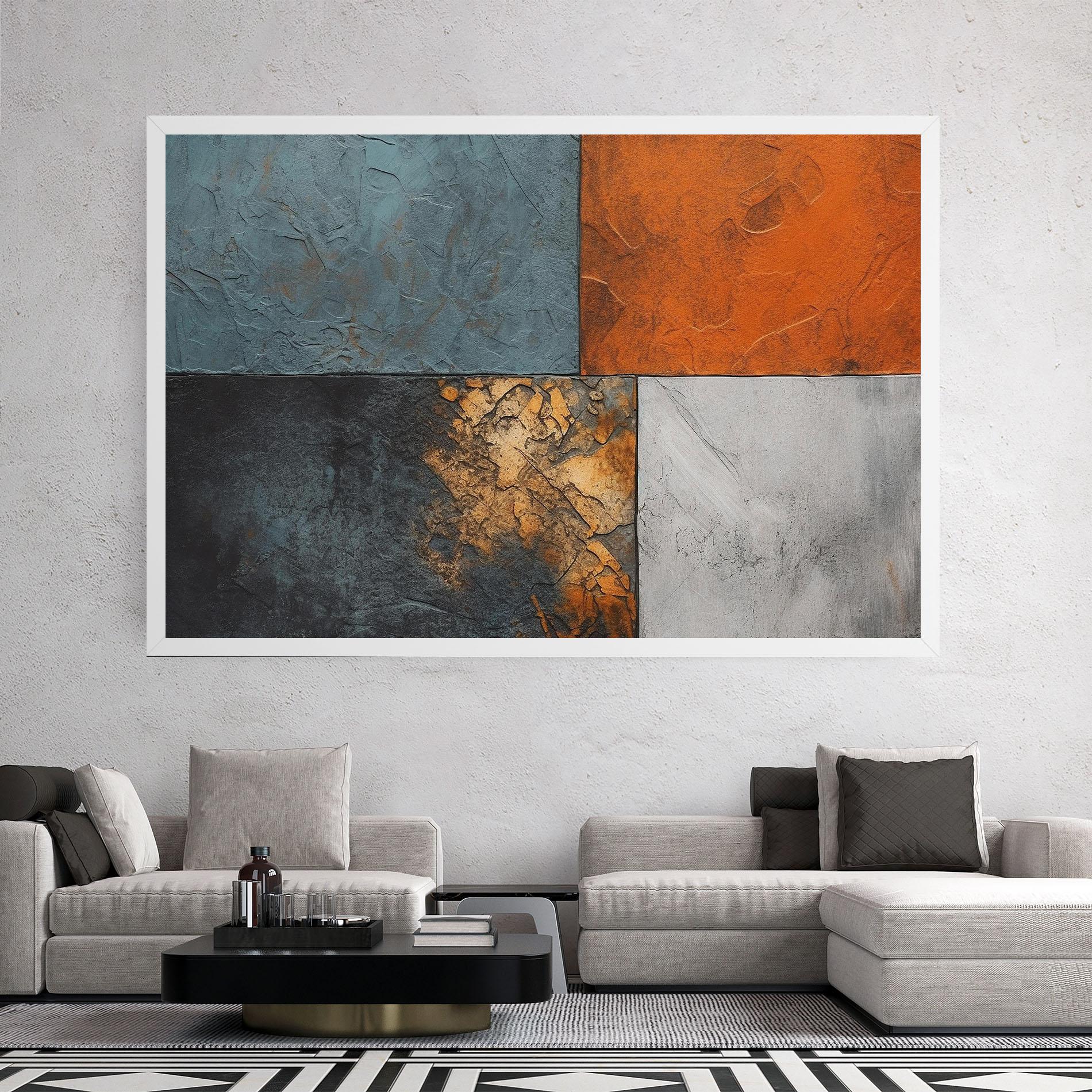 Tablou Canvas White Square With Gold mockup 2