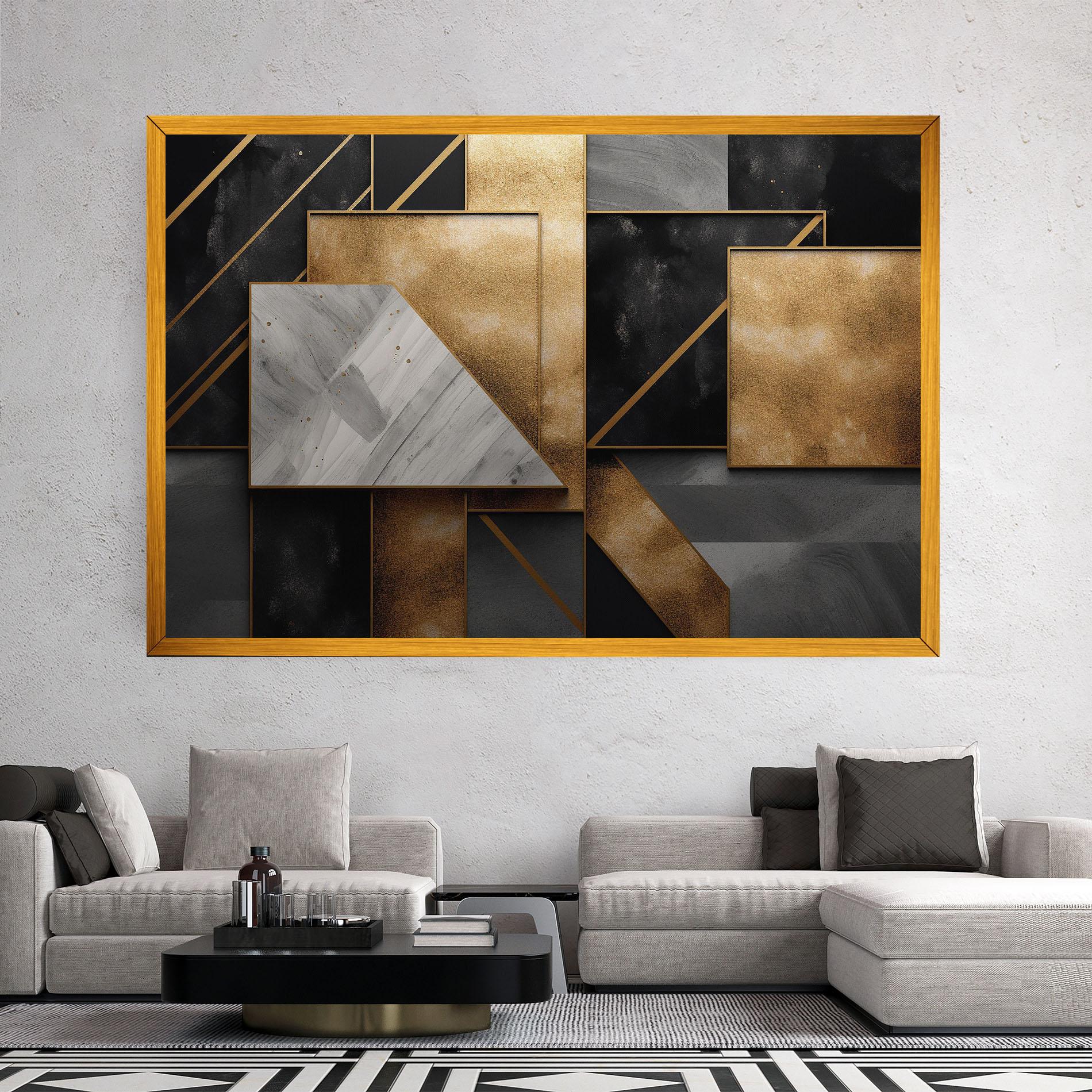Tablou Canvas Abstract Gold Square mockup 2