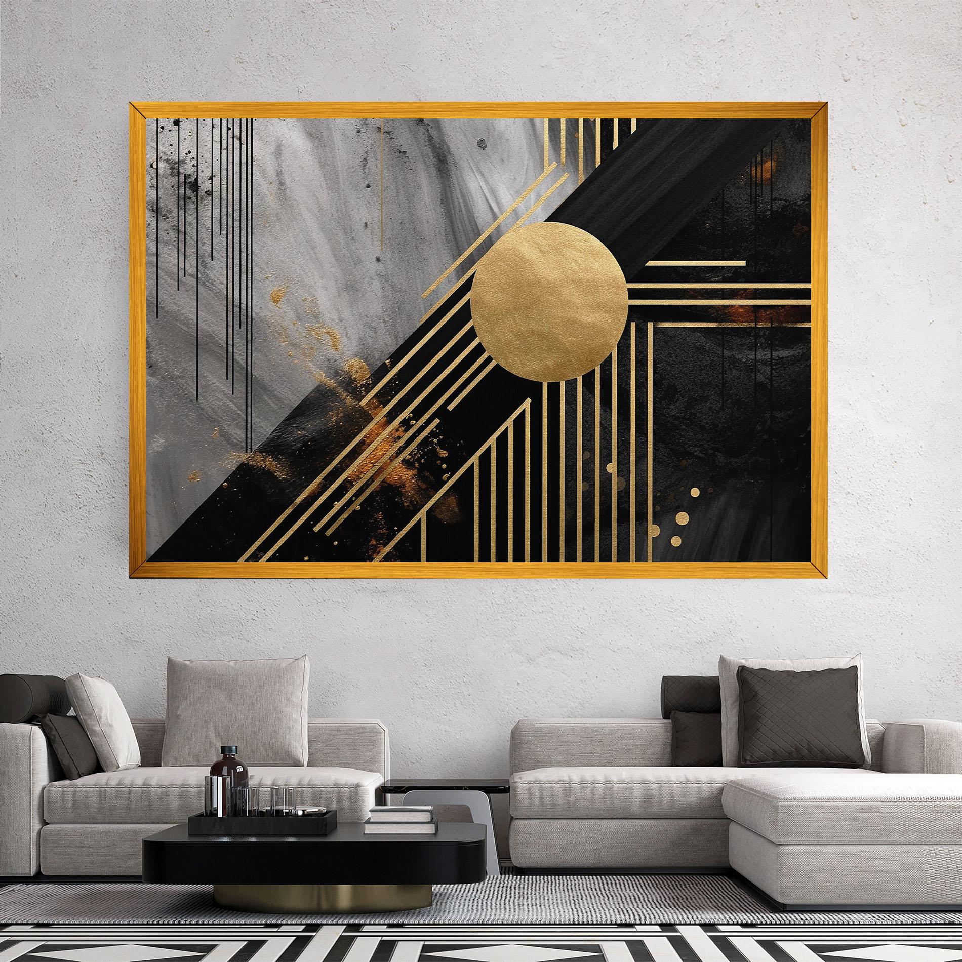 Tablou Canvas Gold Circle With Lines mockup 2