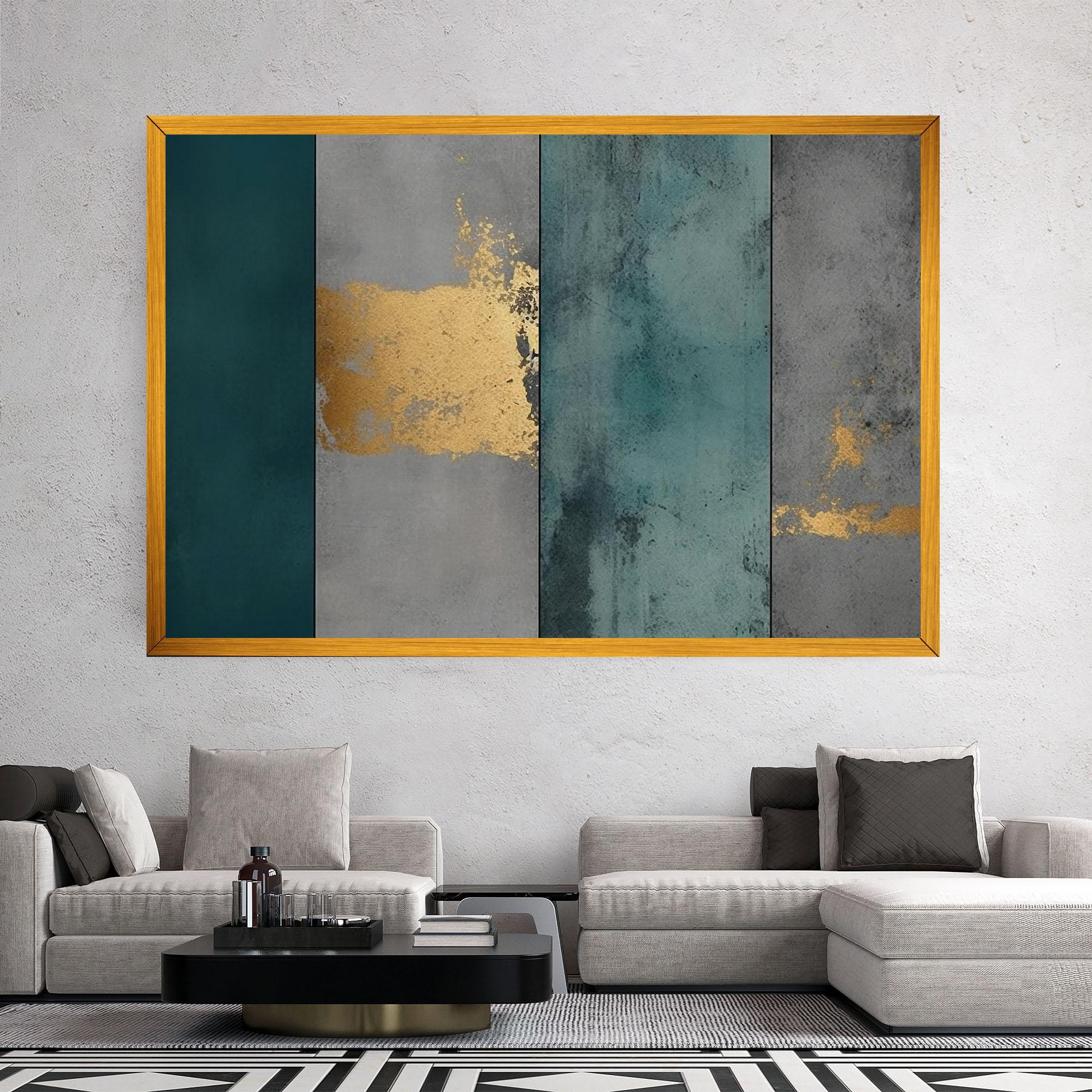 Tablou Canvas Green Colors With Gold mockup 2