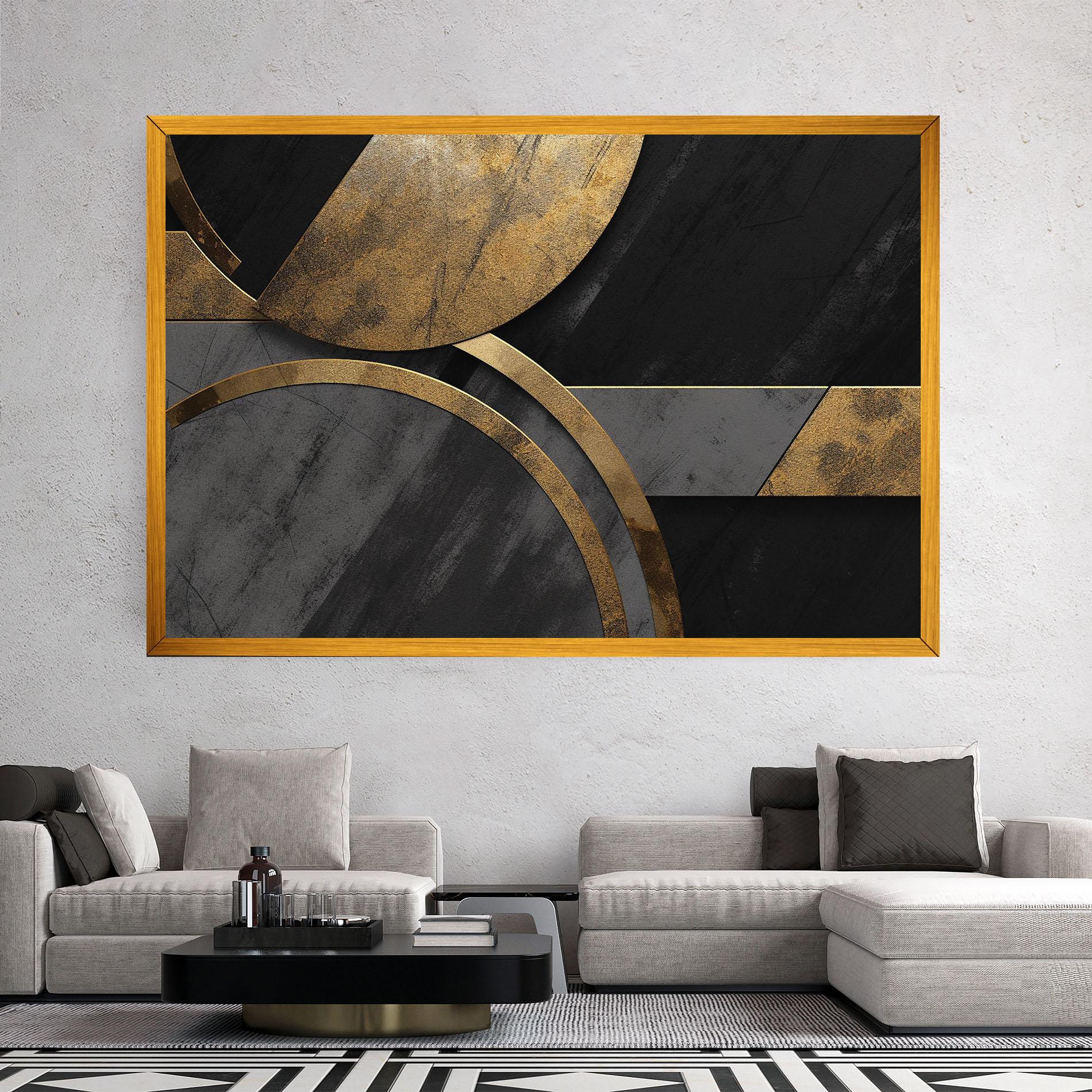 Tablou Canvas Grey With Gold Painting mockup 2